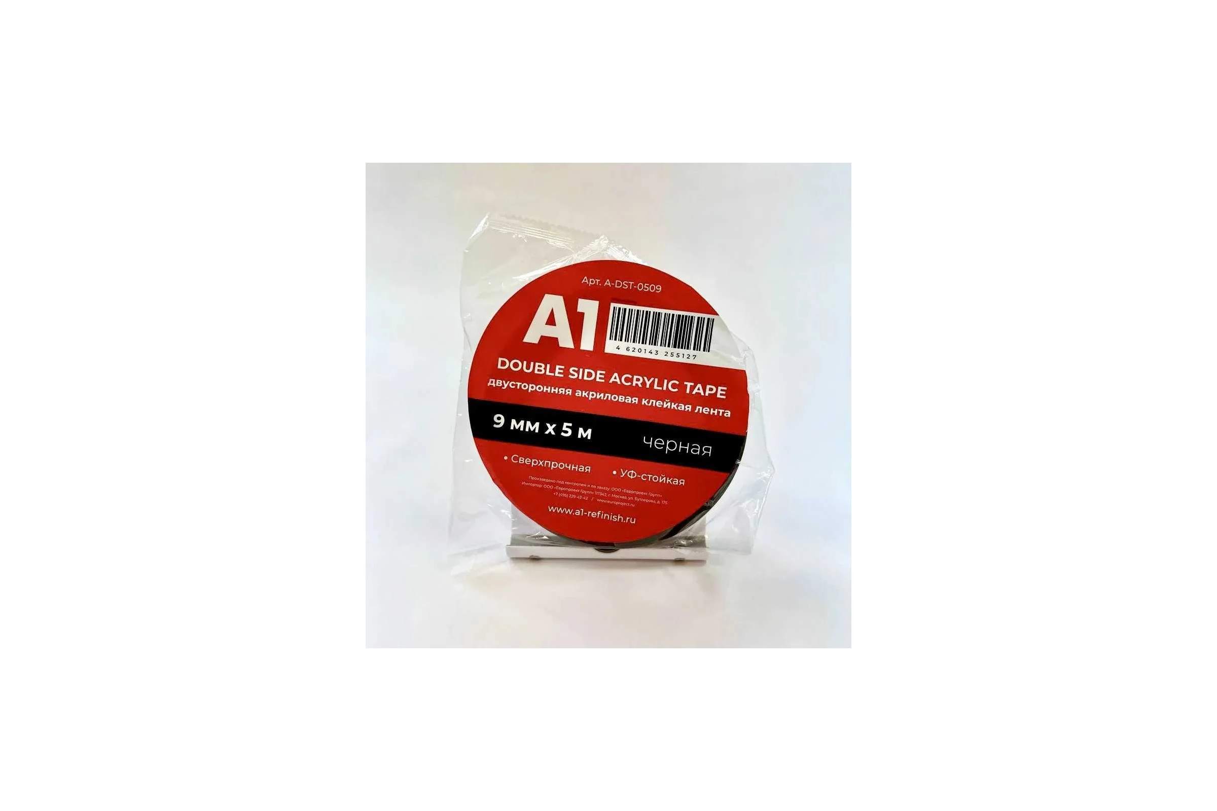 Клейкая лента A1 А1 DOUBLE SIDE ACRYLIC TAPE акриловая, двусторонняя, черная, 9 мм, 5 м A-DST-0509