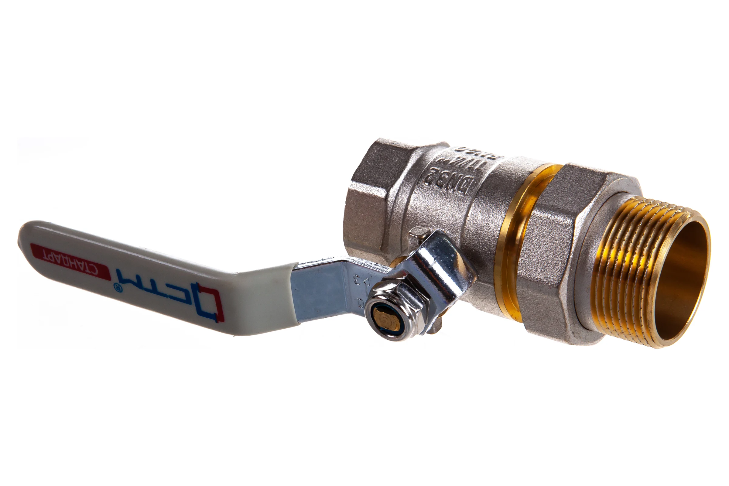 Шаровой кран СТМ СТАНДАРТ 1-1/4”, с накидной гайкой, рычаг CWAFM114