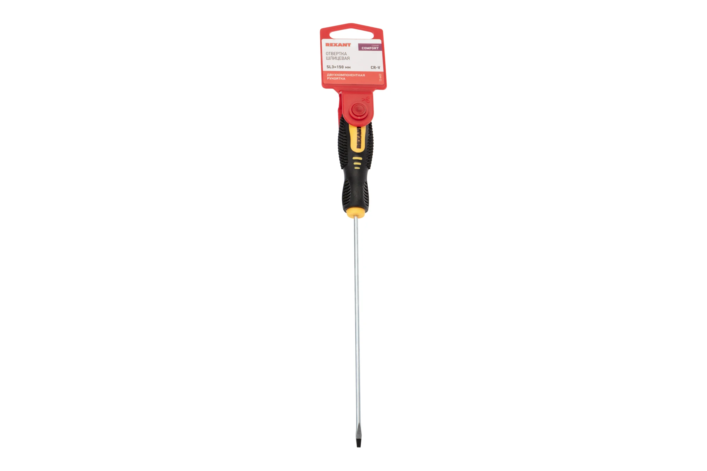 Шлицевая отвертка REXANT SL 3х150 мм, двухкомпонентная рукоятка 12-6422