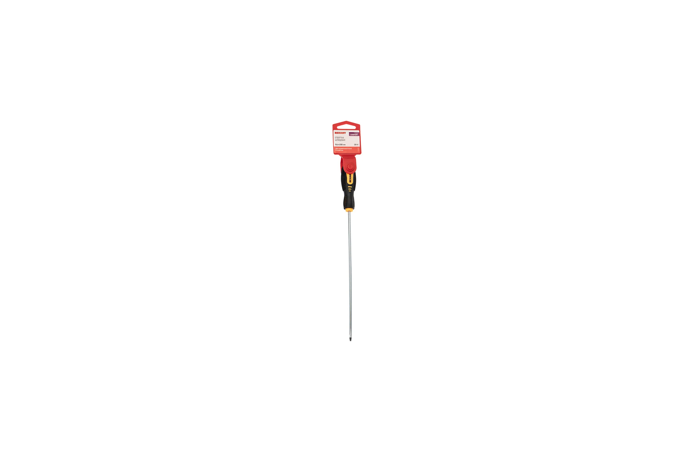 Шлицевая отвертка REXANT SL 4х200 мм, двухкомпонентная рукоятка 12-6426