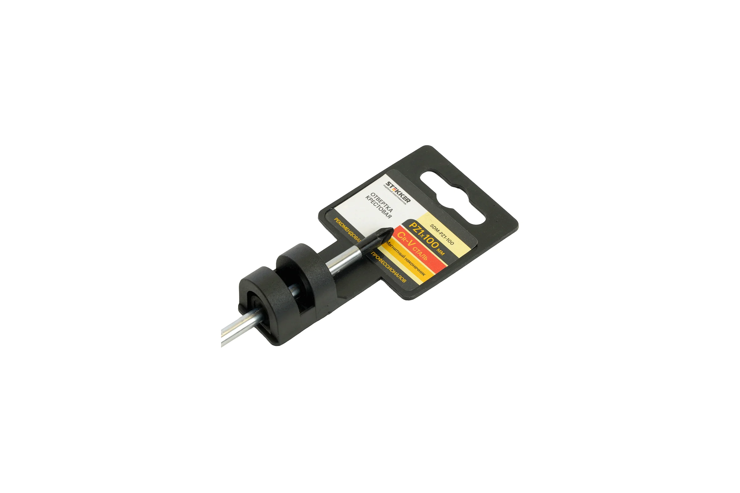Отвертка крестовая STEKKER pz 1x100 мм, cr-v, sdm-pz1-100, 49615