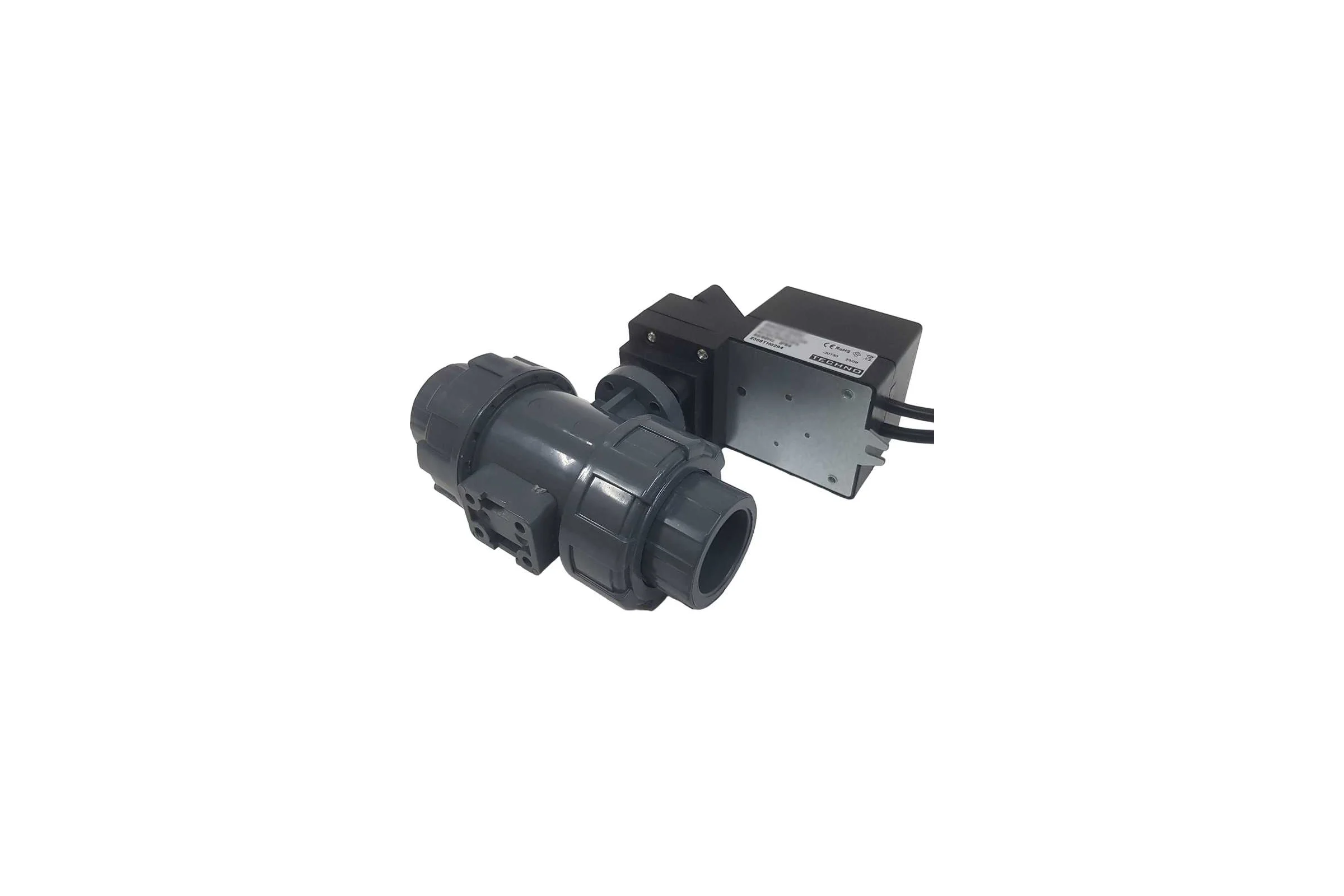 Двухходовой шаровой кран TECHNO DN25 из ПВХ, с электроприводом 4Нм, 24В, управление открыто/закрыто 2025PVC-04DF/24V 681225