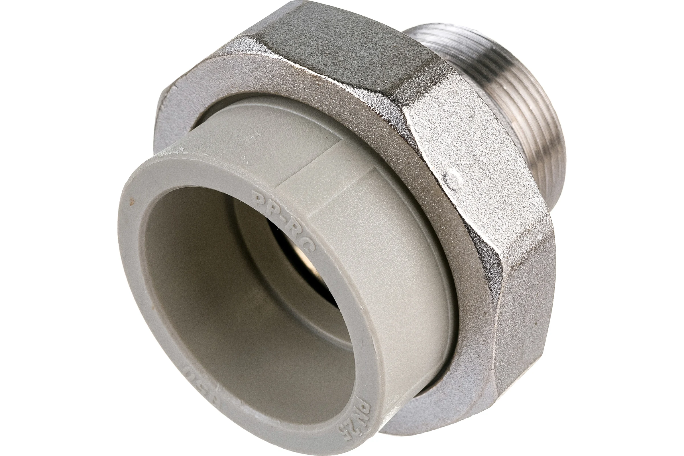 Комбинированная муфта VALFEX  PP-R серая, разъемная Дн50х1 1/2 НР 10156040Г 127-0351