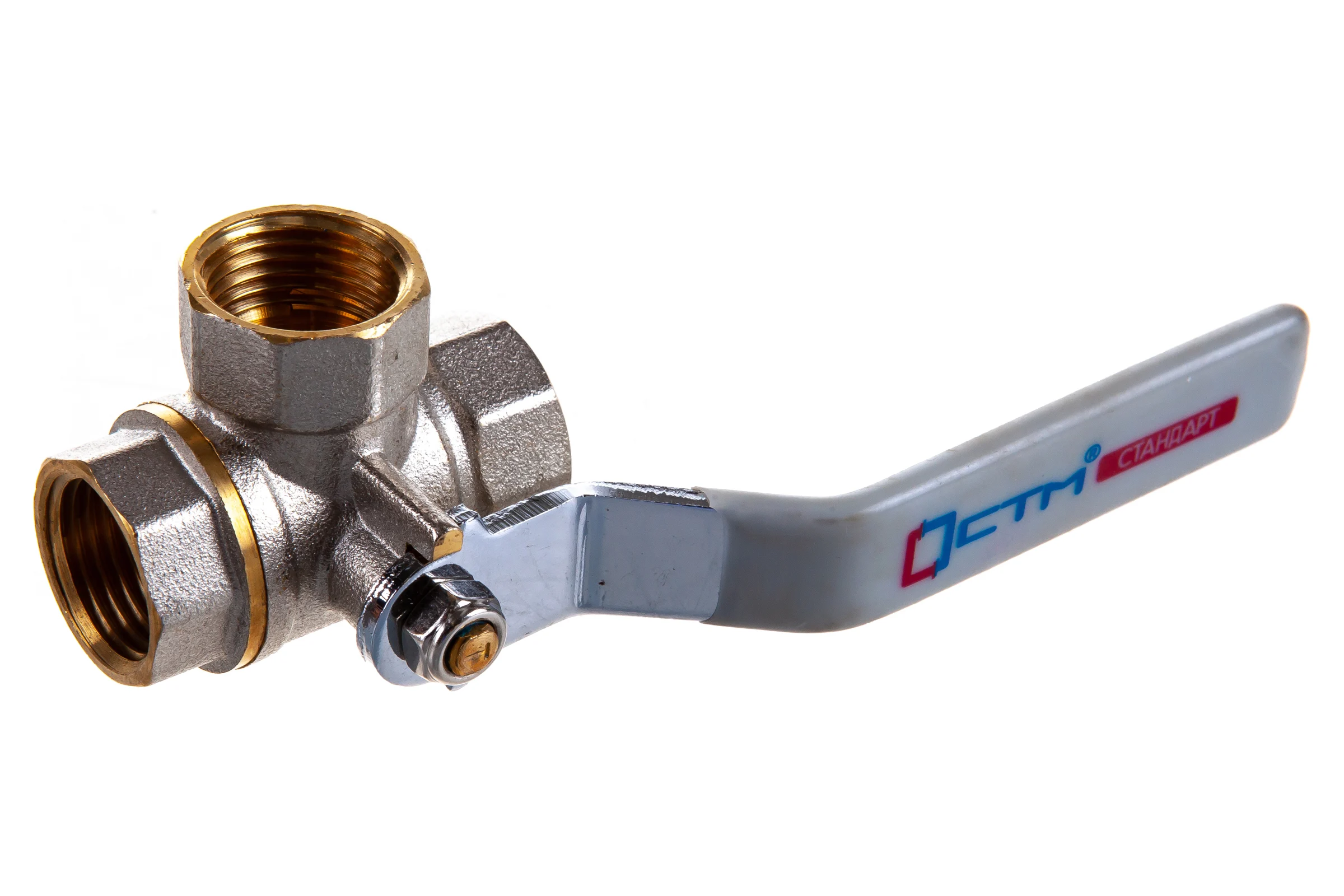 Шаровой кран для воды СТМ СТАНДАРТ 1/2", трехходовой, тип T, рычаг CW3FT012