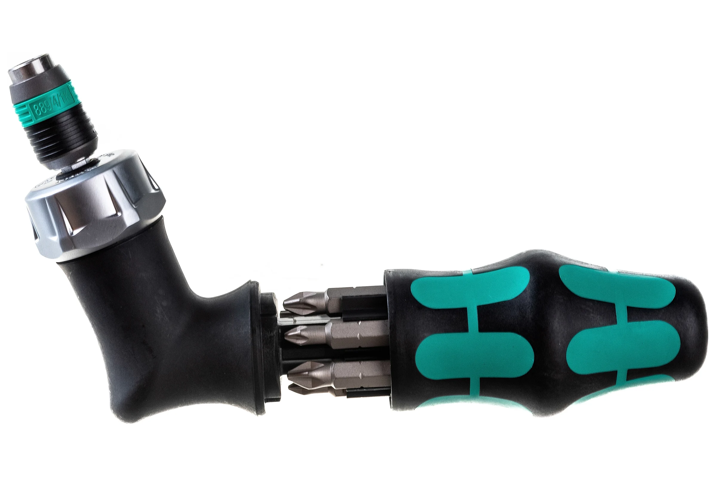 Реверсивная угловая отвертка WERA Kraftform Kompakt Pistol RA с набором бит 1/4 в ручке WE-051030