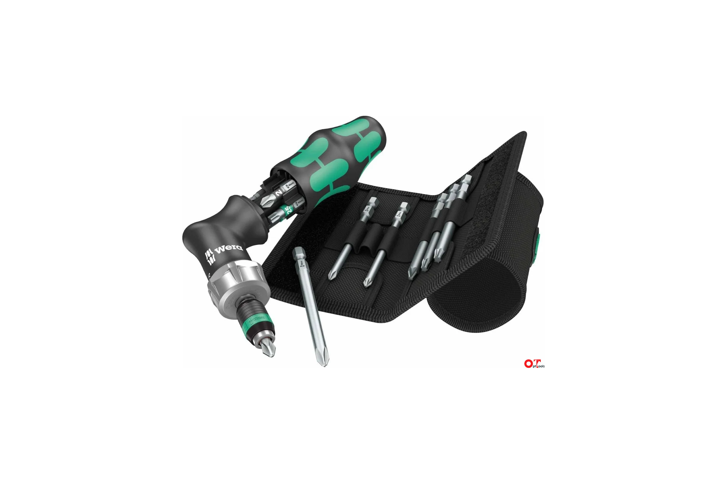 Реверсивная угловая отвертка WERA Kraftform Kompakt Pistol RA 4 с битами в футляре, 13 пр. WE-051031