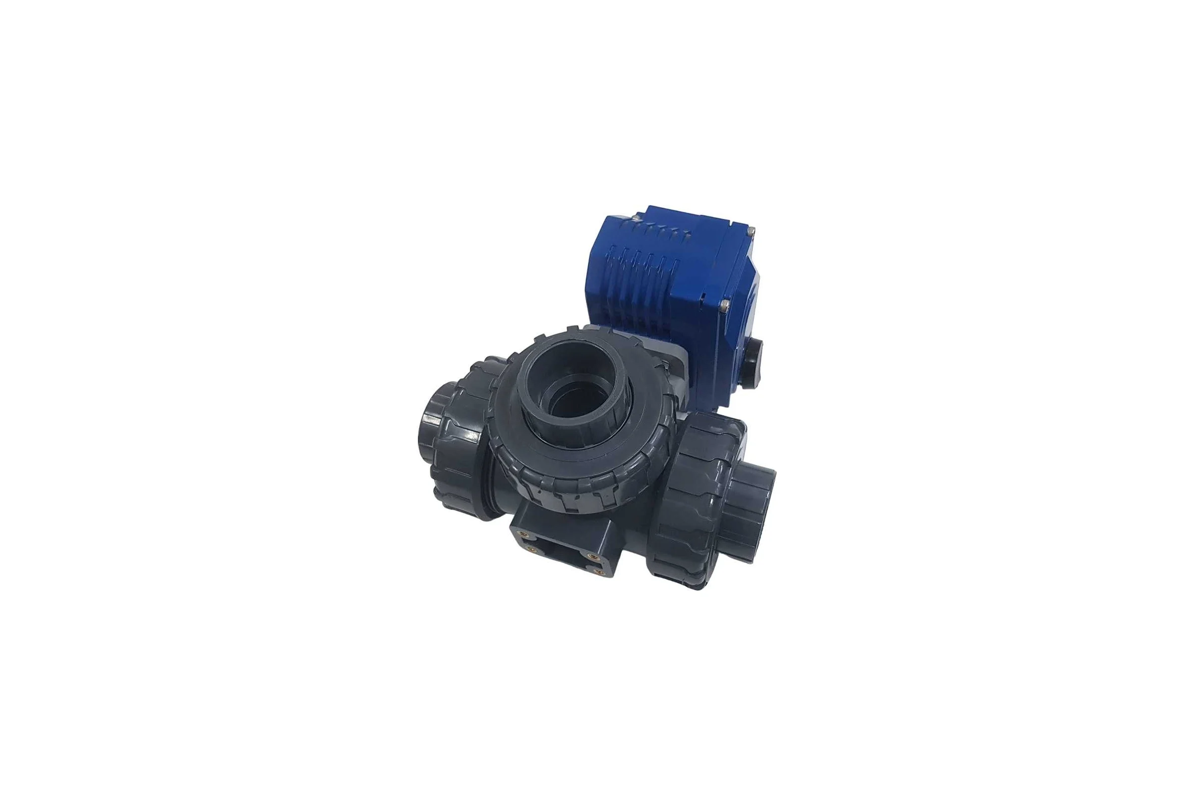 Трехходовой ПВХ шаровый кран TECHNO 3040PVC-NP50DF24V DN40, с электроприводом 50Нм, 24В, управление открыто/закрыто 673402