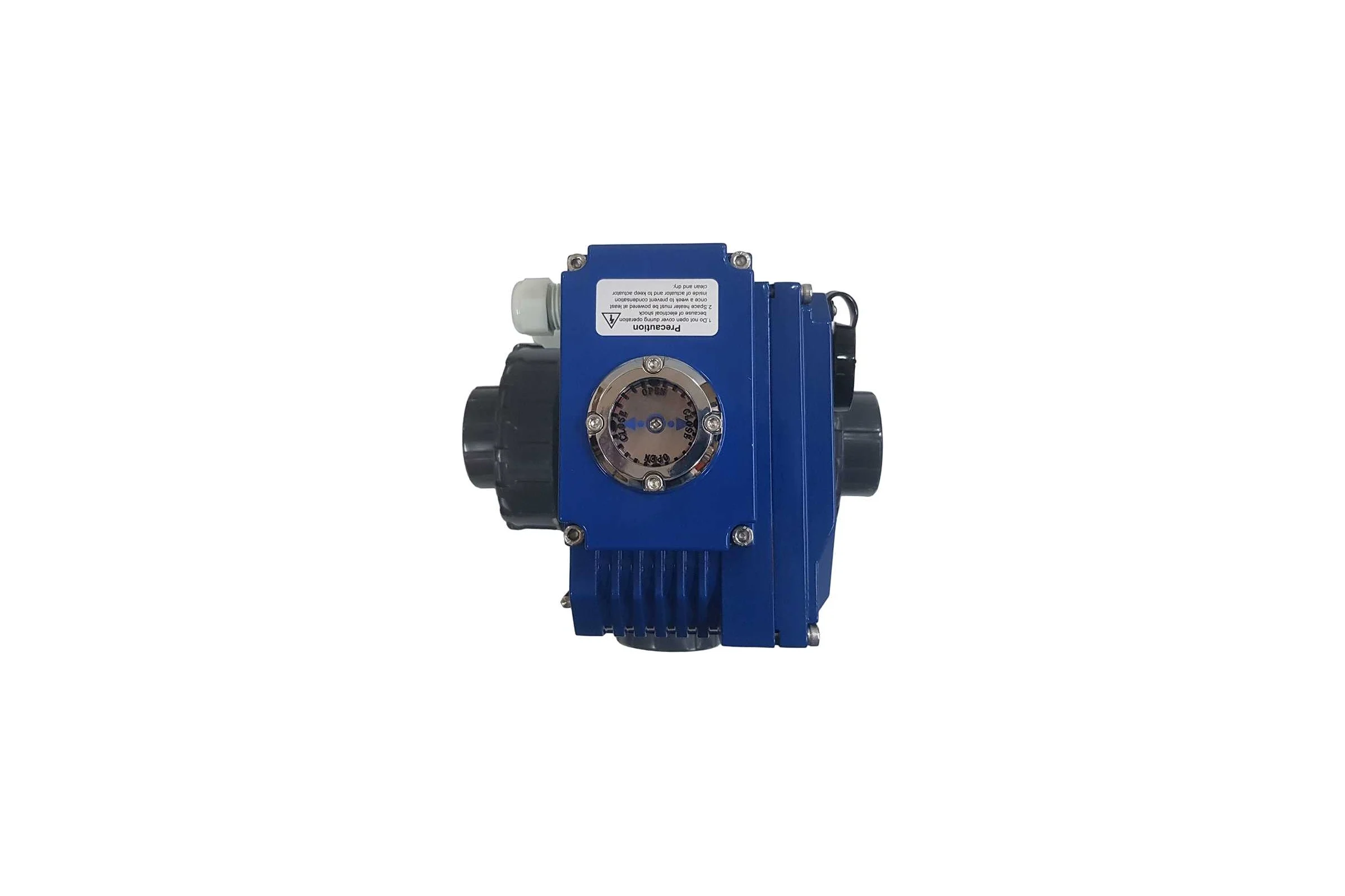 Трехходовой ПВХ шаровый кран TECHNO 3050PVC-NP50DF24V DN50, с электроприводом 50Нм, 24В, управление открыто/закрыто 673502
