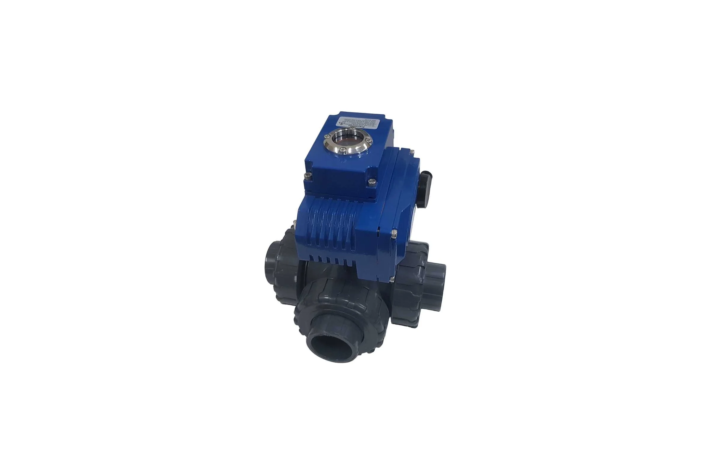 Трехходовой ПВХ шаровый кран TECHNO 3050PVC-NP50DF230V DN50, с электроприводом 50Нм, 230В, управление открыто/закрыто 673501