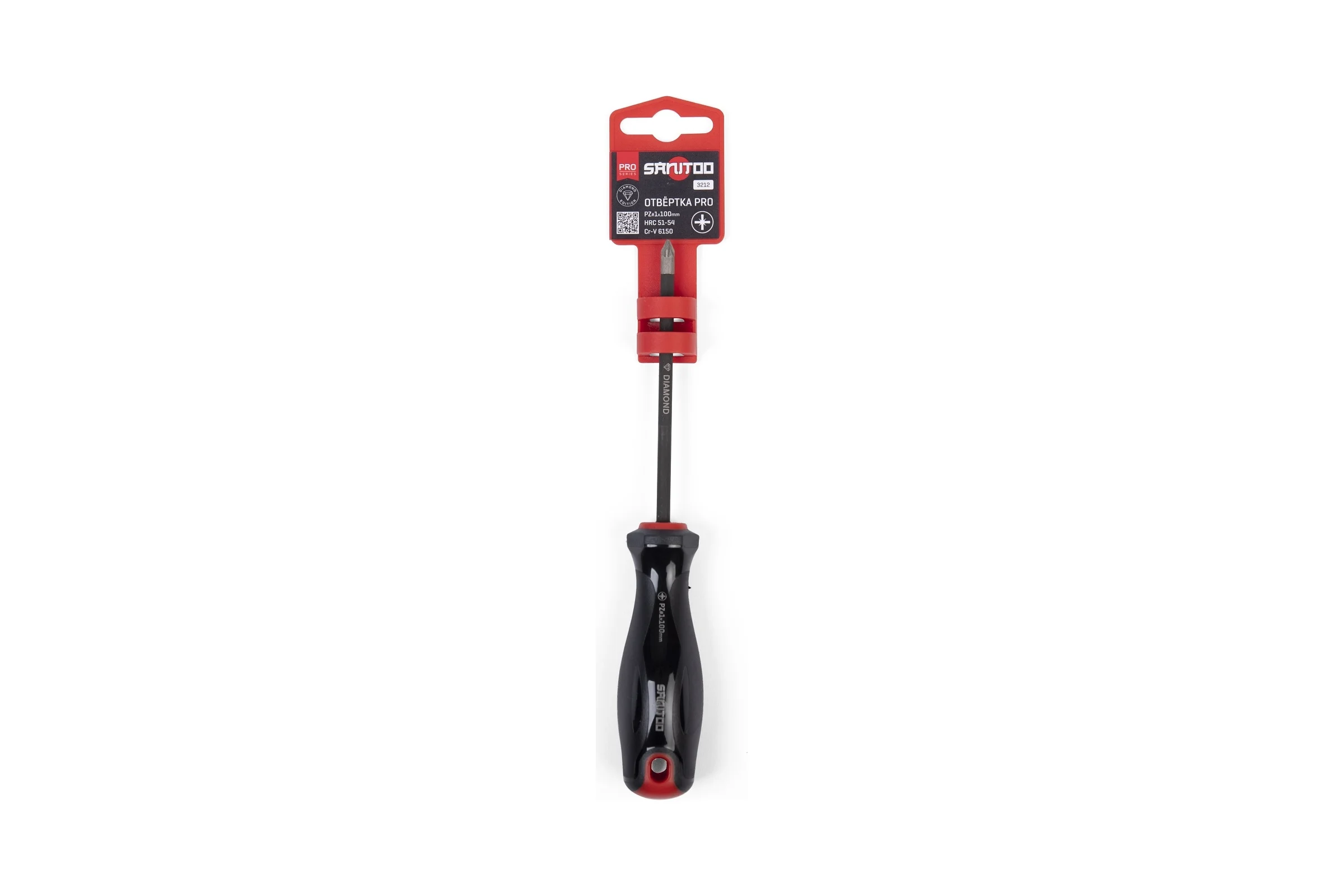 Отвертка Sanitoo PRO Diamond PZ1x100 мм, с алмазным покрытием 3212