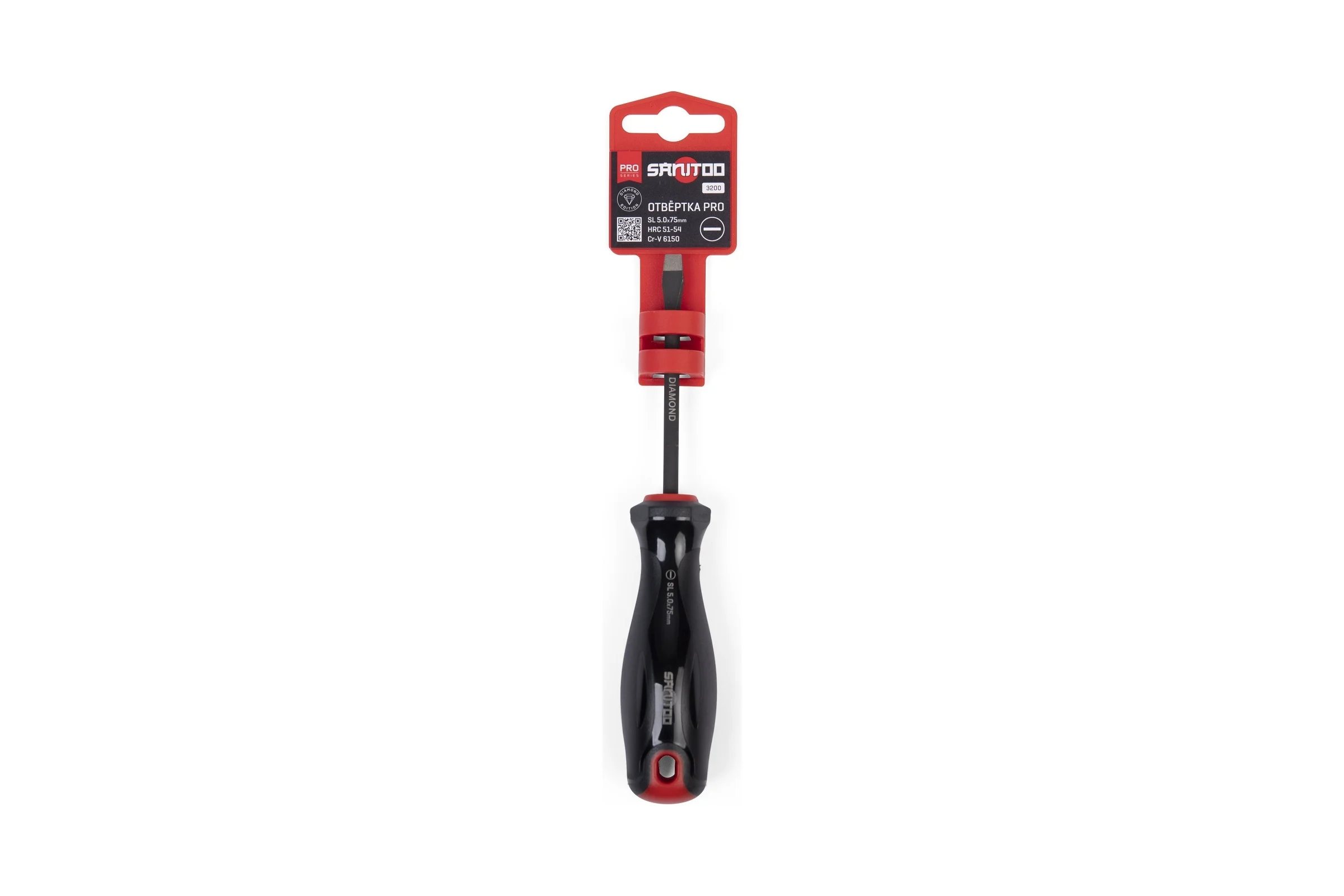 Отвертка Sanitoo PRO Diamond SL5.0x75 мм, с алмазным покрытием 3200