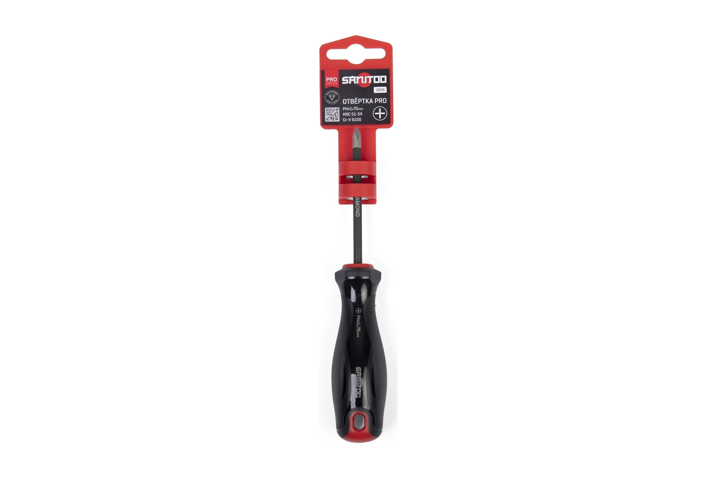 Отвертка Sanitoo PRO Diamond PH1x75 мм, с алмазным покрытием 3206