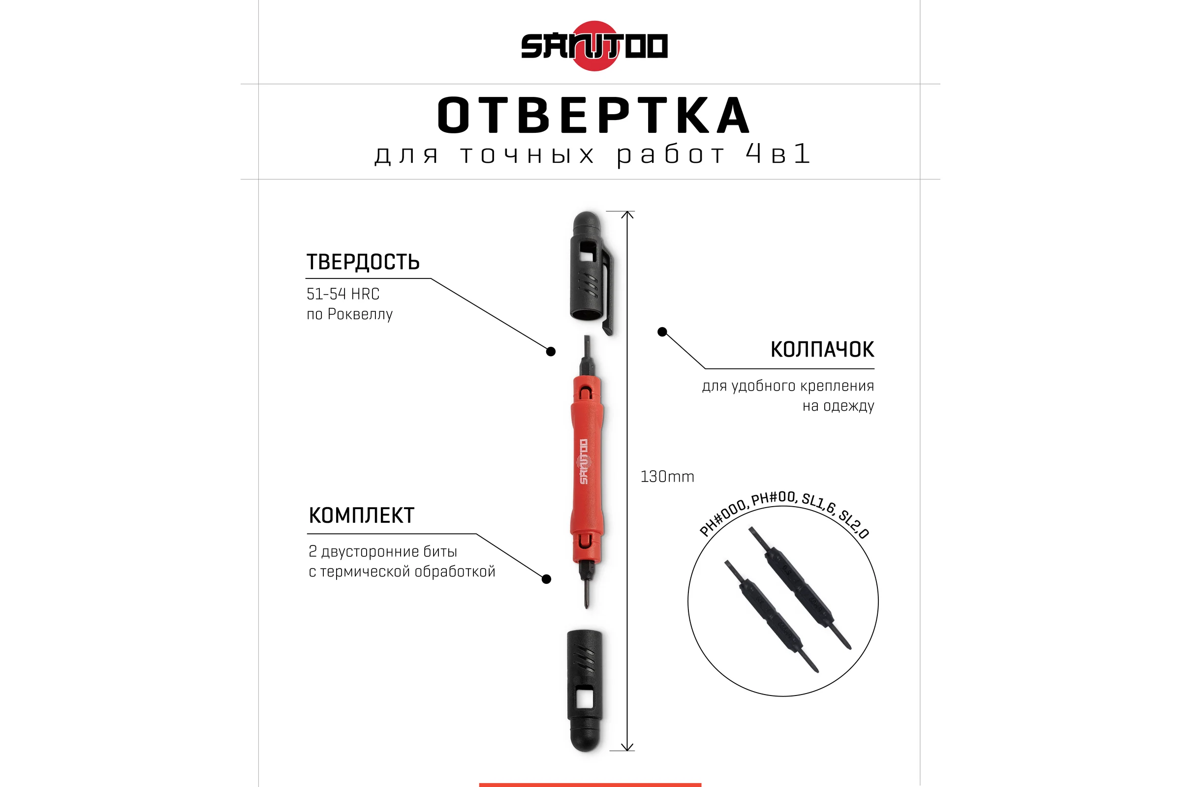 Отвертка для точных работ 4 в 1 Sanitoo 3220
