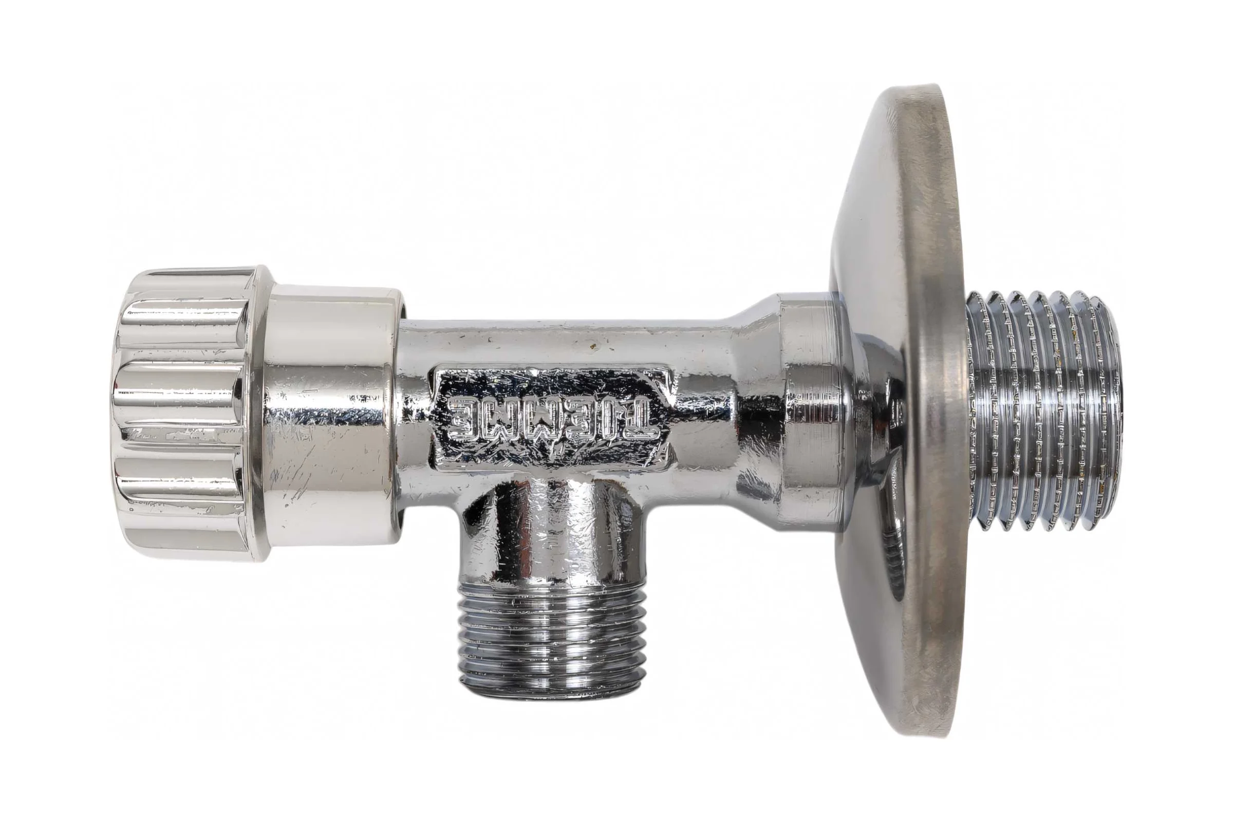 Угловой вентильный кран Tiemme с розеткой, 1/2"х3/8", хром 2950013