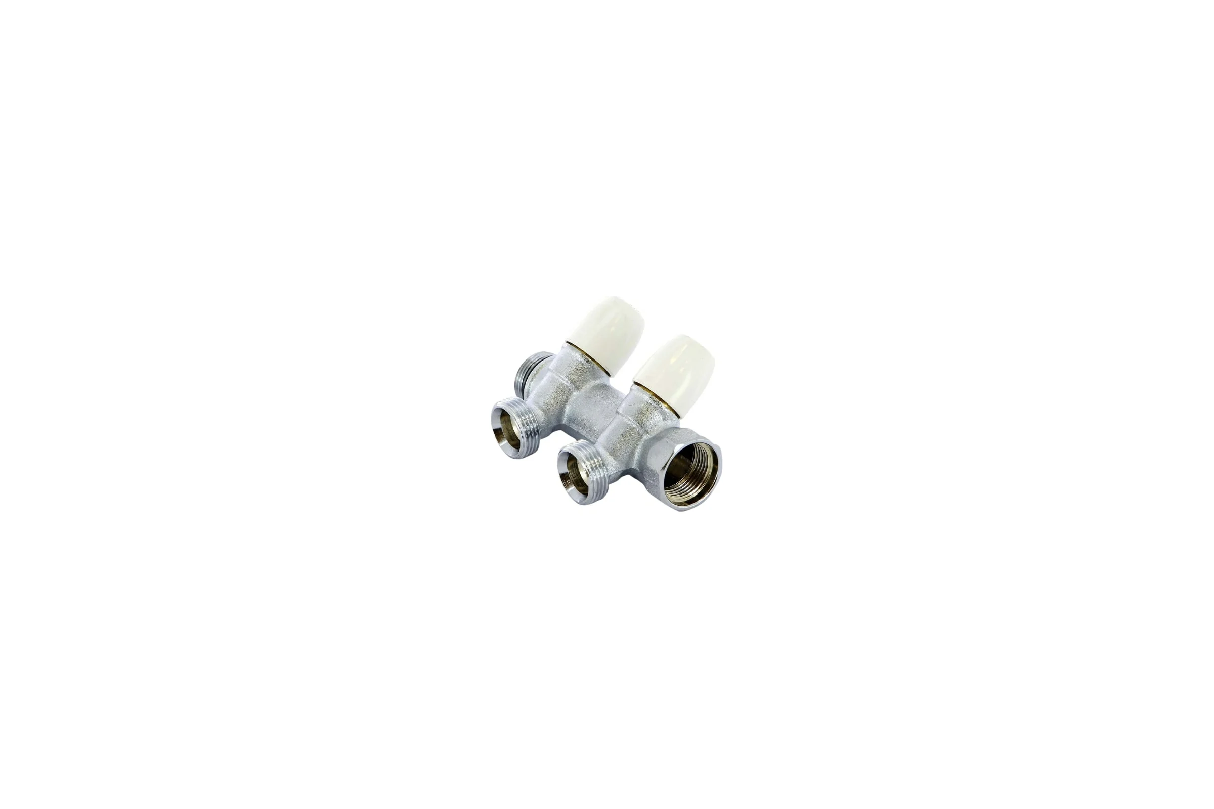 Коллектор Tiemme Maxima НВ, 3/4", с вентилями, 2 выхода, 1/2", Н 36 мм, хром 1860008