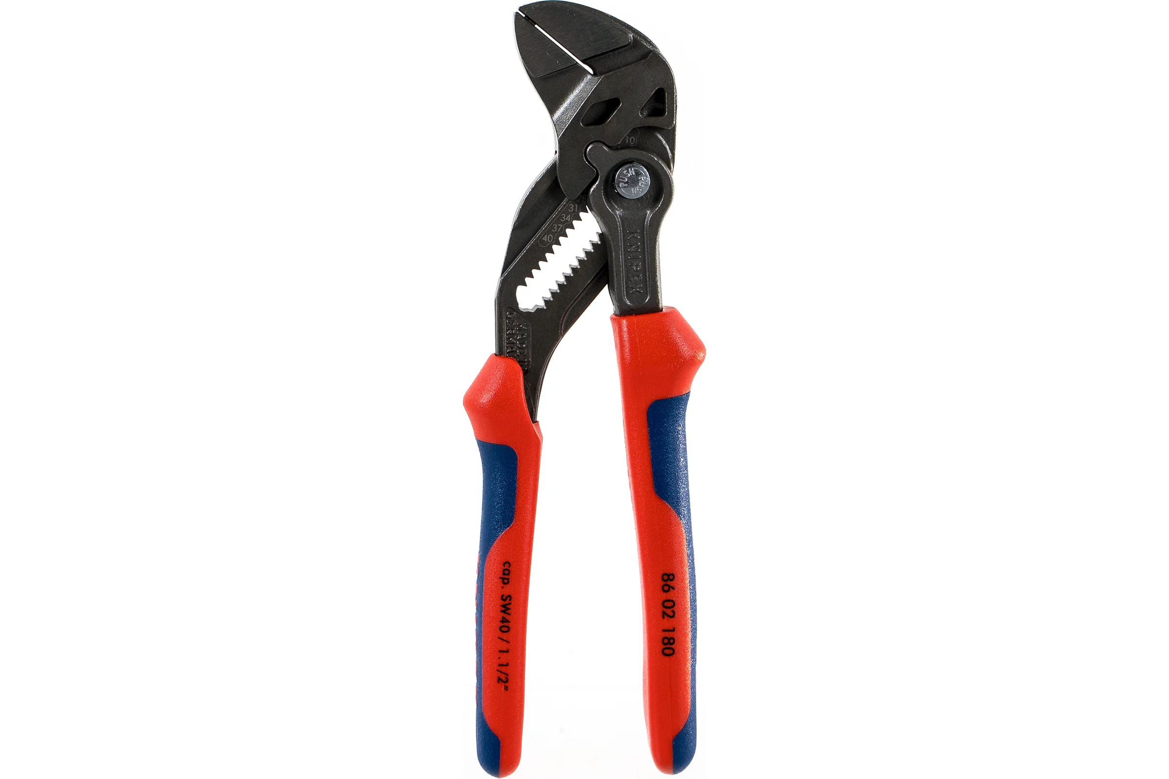 Переставные клещи - гаечный ключ KNIPEX 40 мм, 1 1/2, L-180 мм, серые, 2-к ручки KN-8602180