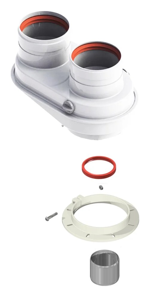 Адаптер 60/100 на 80/80 мм для раздельной системы Bosch, Buderus DR thermo А-03-014