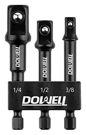 Адаптеры для головок 1/4", 3/8", 1/2", 75 мм, набор 3 шт DOWELL HY050102