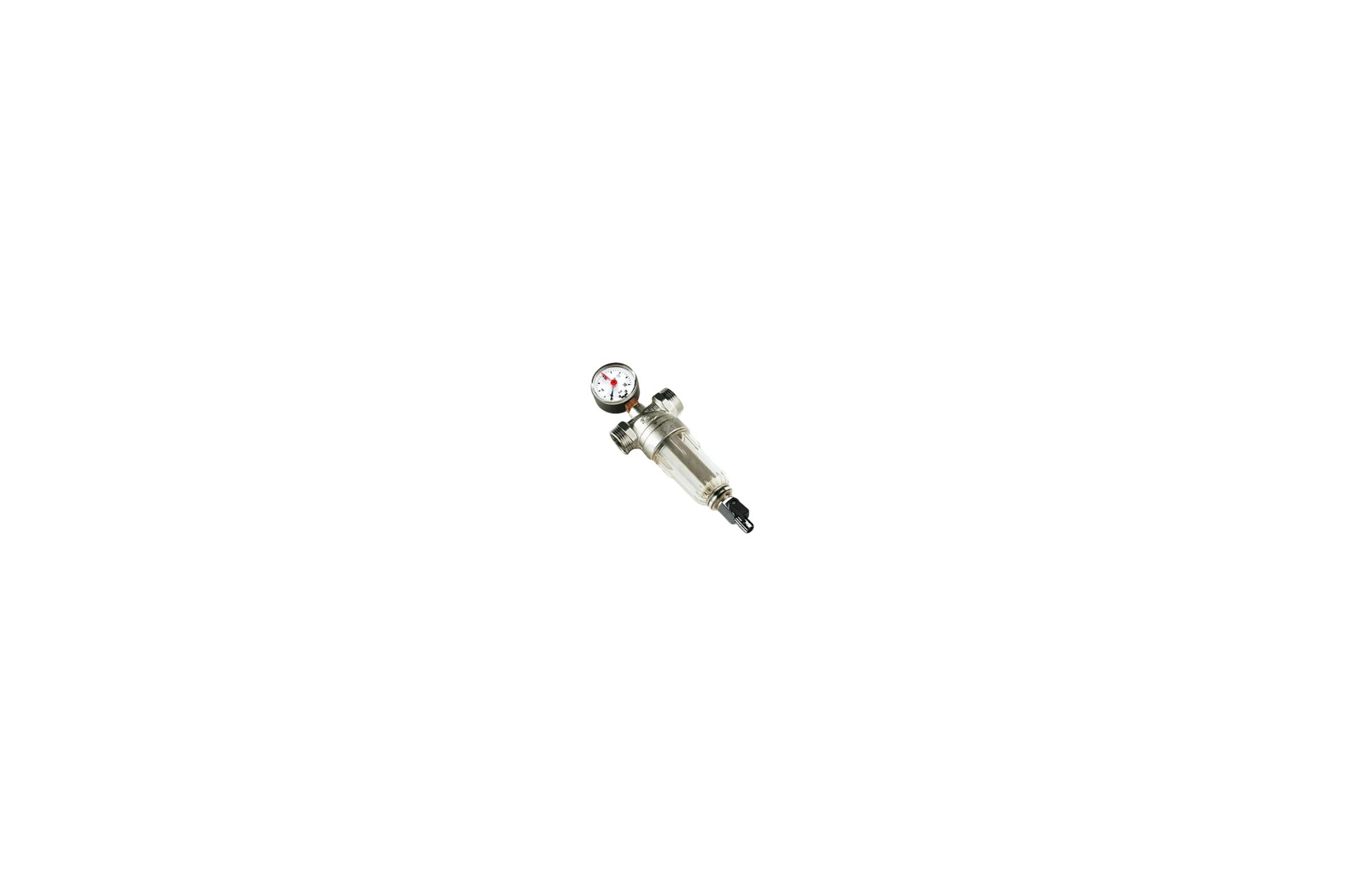 Промывной фильтр Tiemme с манометром, пластиковой колбой, 1/2"В-3/4"Н 3130017