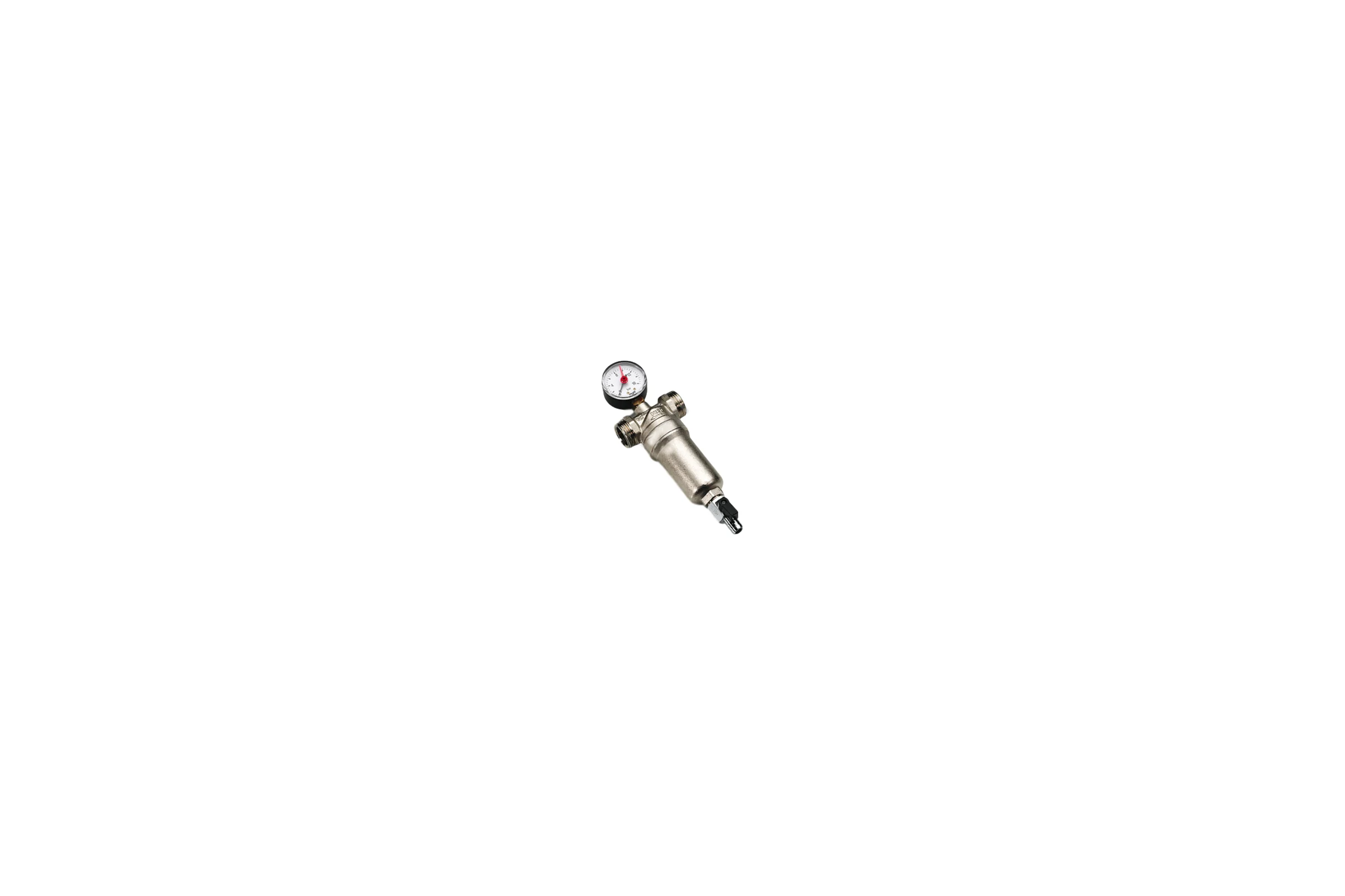 Промывной фильтр Tiemme с манометром, латунной колбой, 1/2"В-3/4"Н 3130007