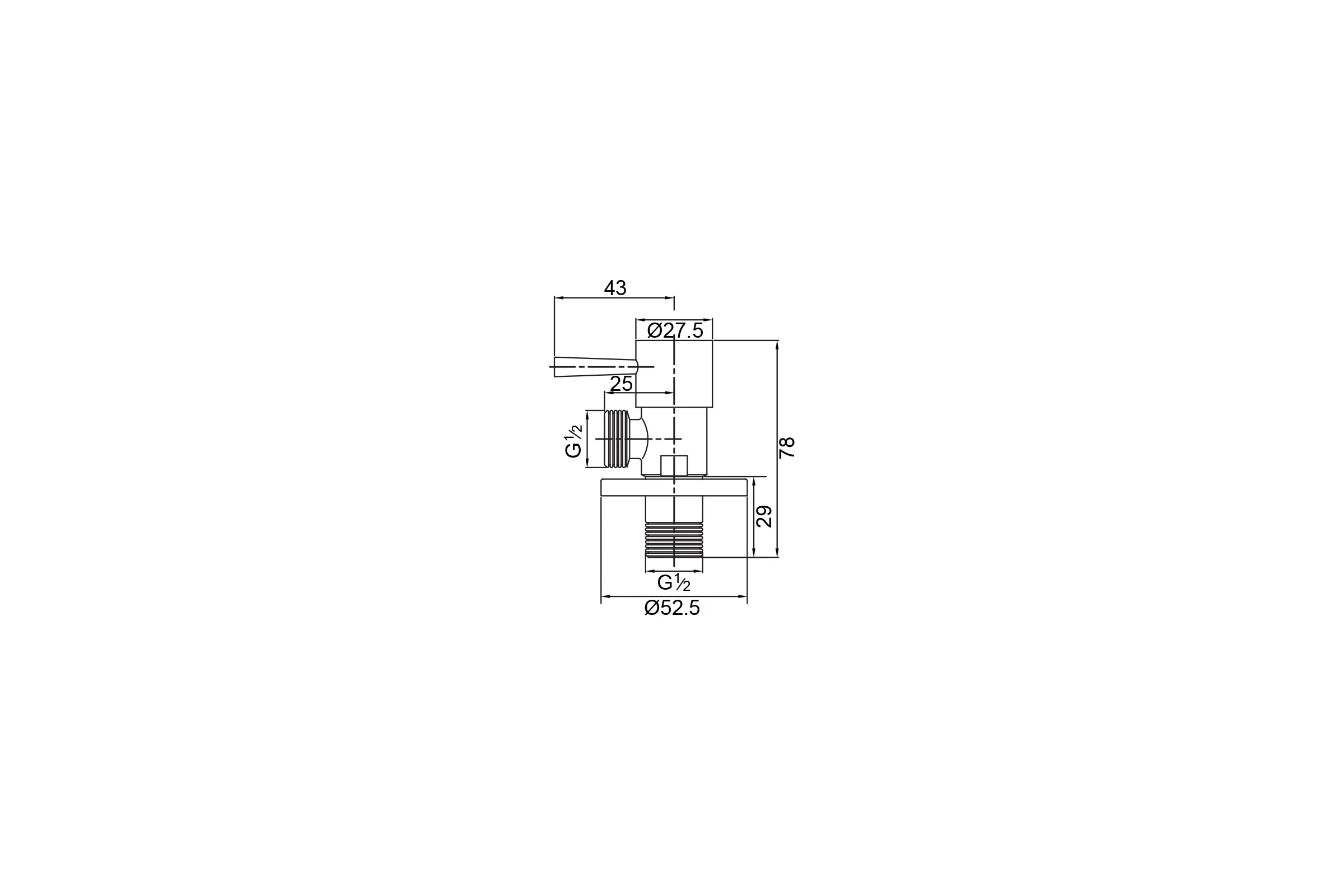 Угловой кран Veragio Sbortis 1/2", круглый, с отражателем, хром VR.SBR-8222.CR