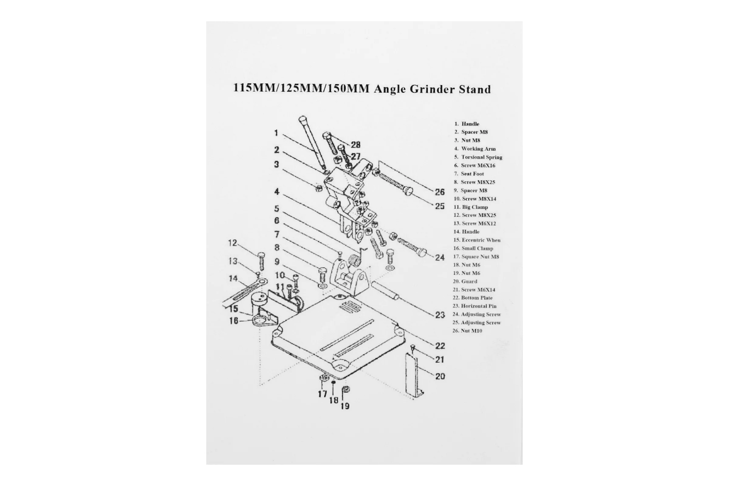 Станок для крепления УШМ COS-115 SPARTA 934155