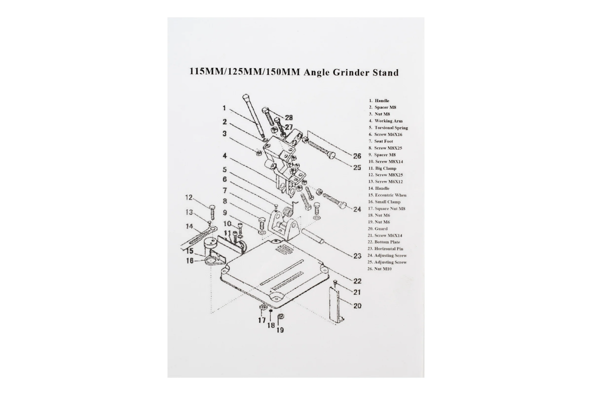 Станок для крепления УШМ COS-115 SPARTA 934155