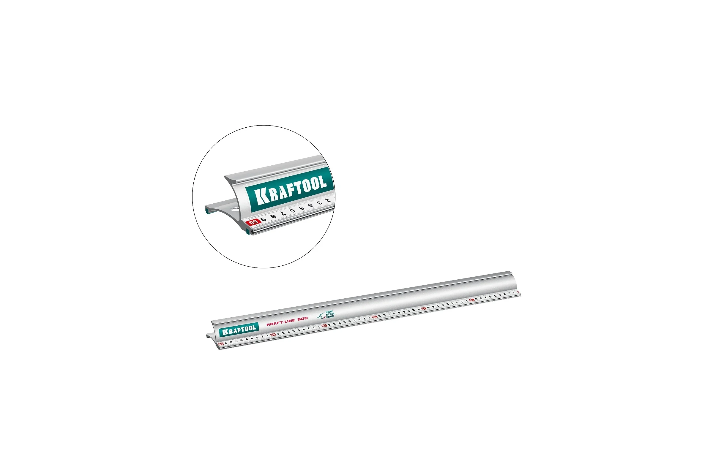 Усиленная алюминиевая линейка KRAFTOOL Kraft-line 0.6 м со стальной направляющей 34275-60