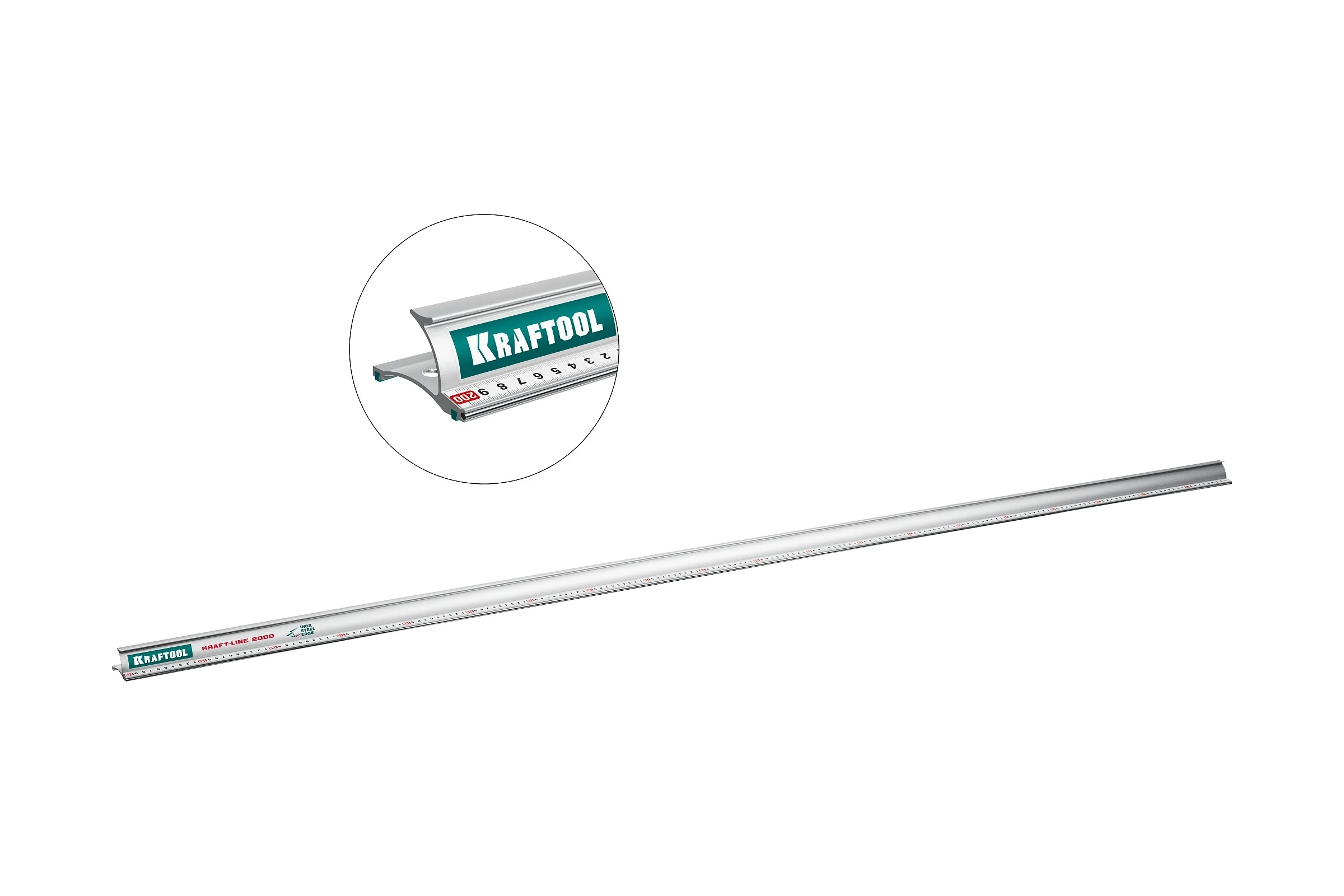 Усиленная алюминиевая линейка KRAFTOOL Kraft-line 2.0 м со стальной направляющей 34275-200