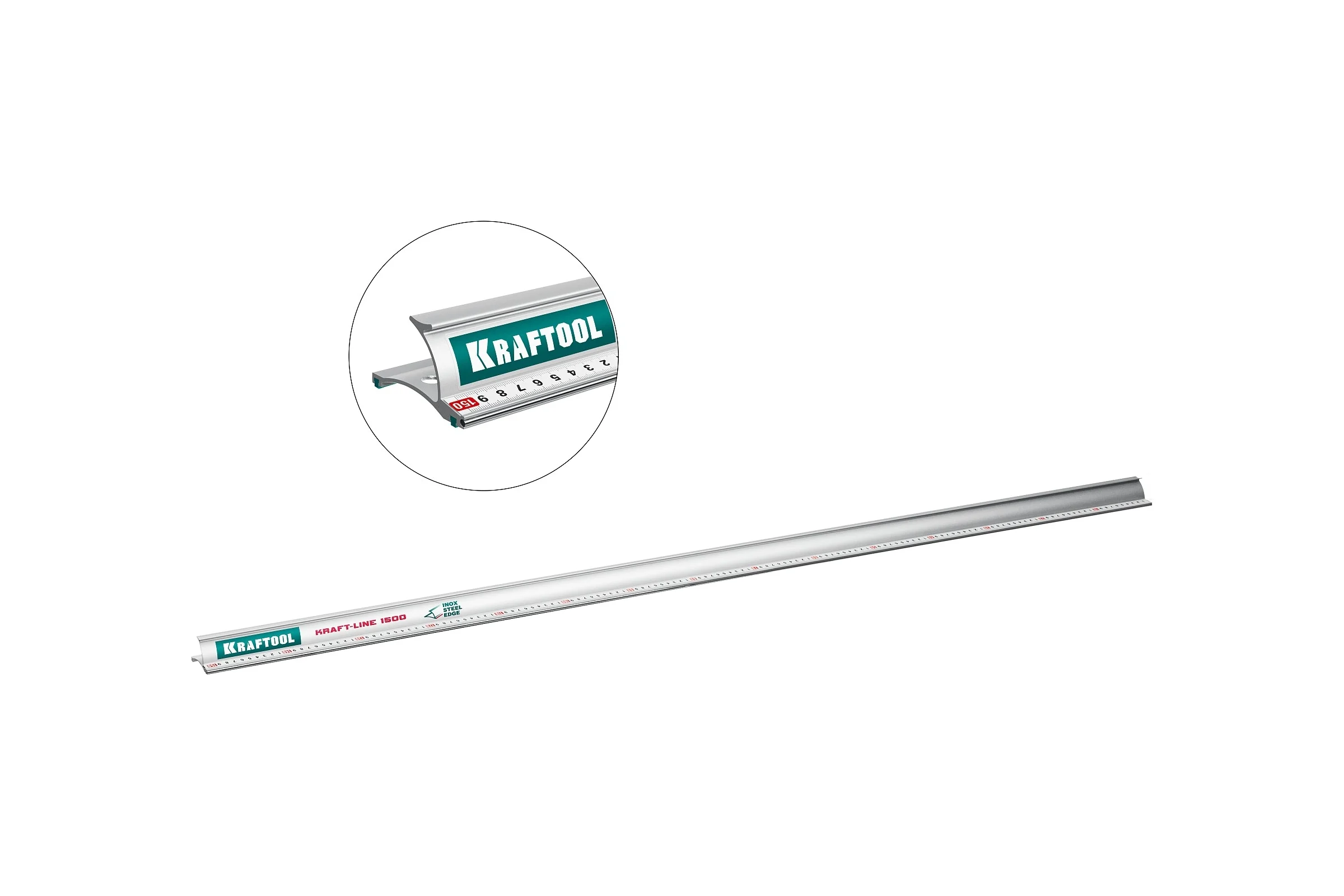 Усиленная алюминиевая линейка KRAFTOOL Kraft-line 1.5 м со стальной направляющей 34275-150