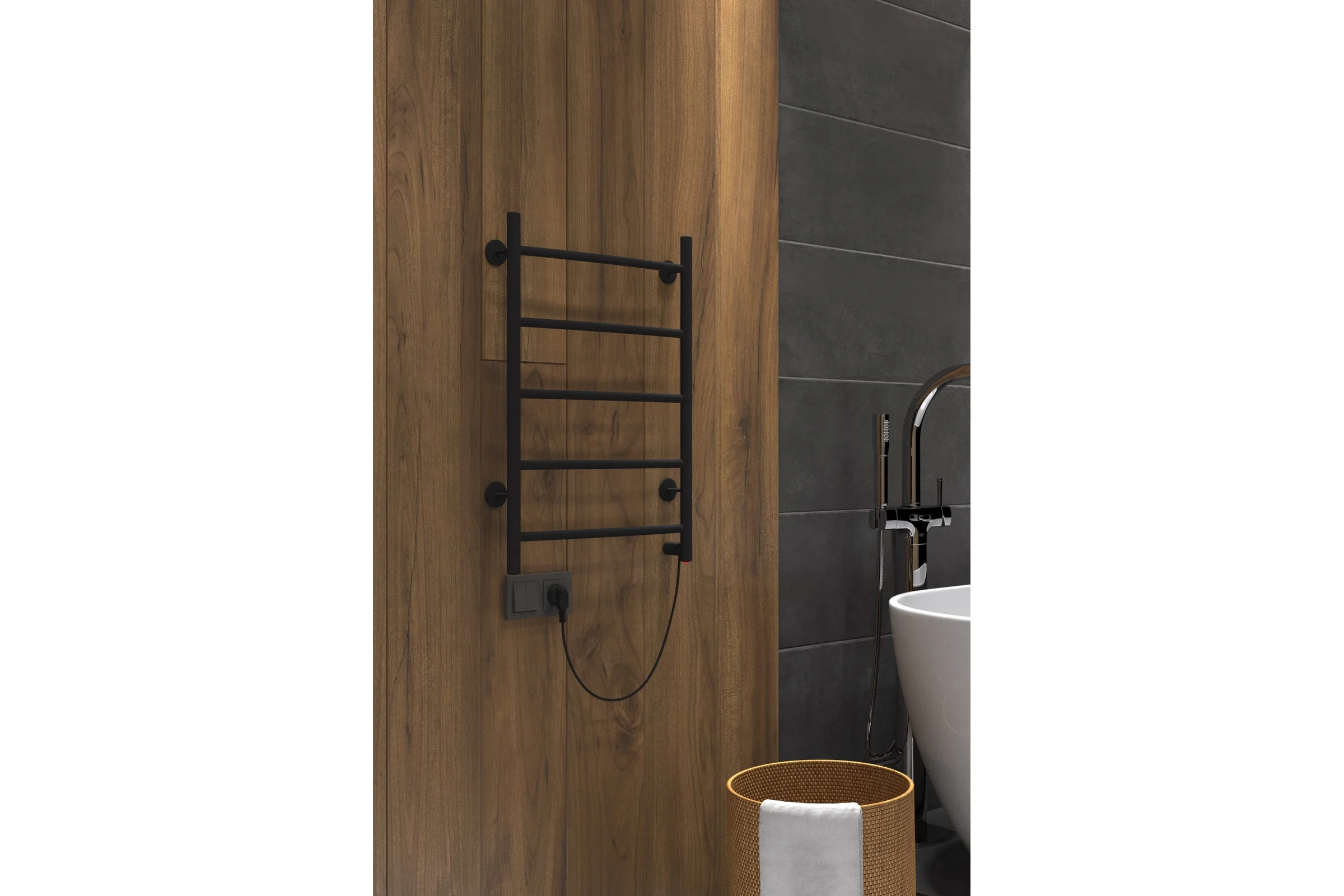 Полотенцесушитель INDIGO Arc electro 60/40 (скр.монтаж, унив.подкл.R/L, черный муар) LCAE60-40BRR