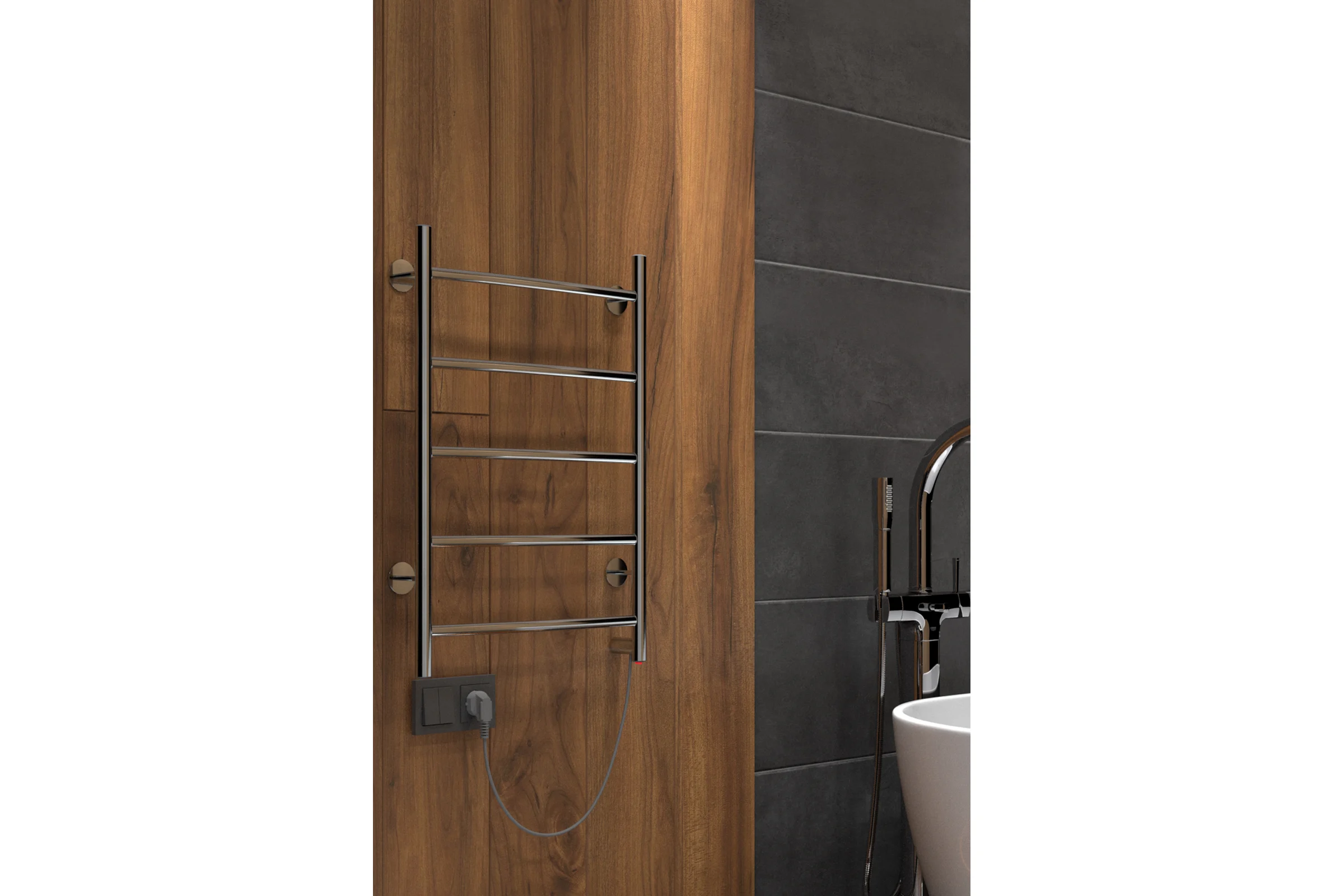 Полотенцесушитель INDIGO Arc electro 60/40 (скр.монтаж, унив.подкл.R/L, полиров.) LCAE60-40R