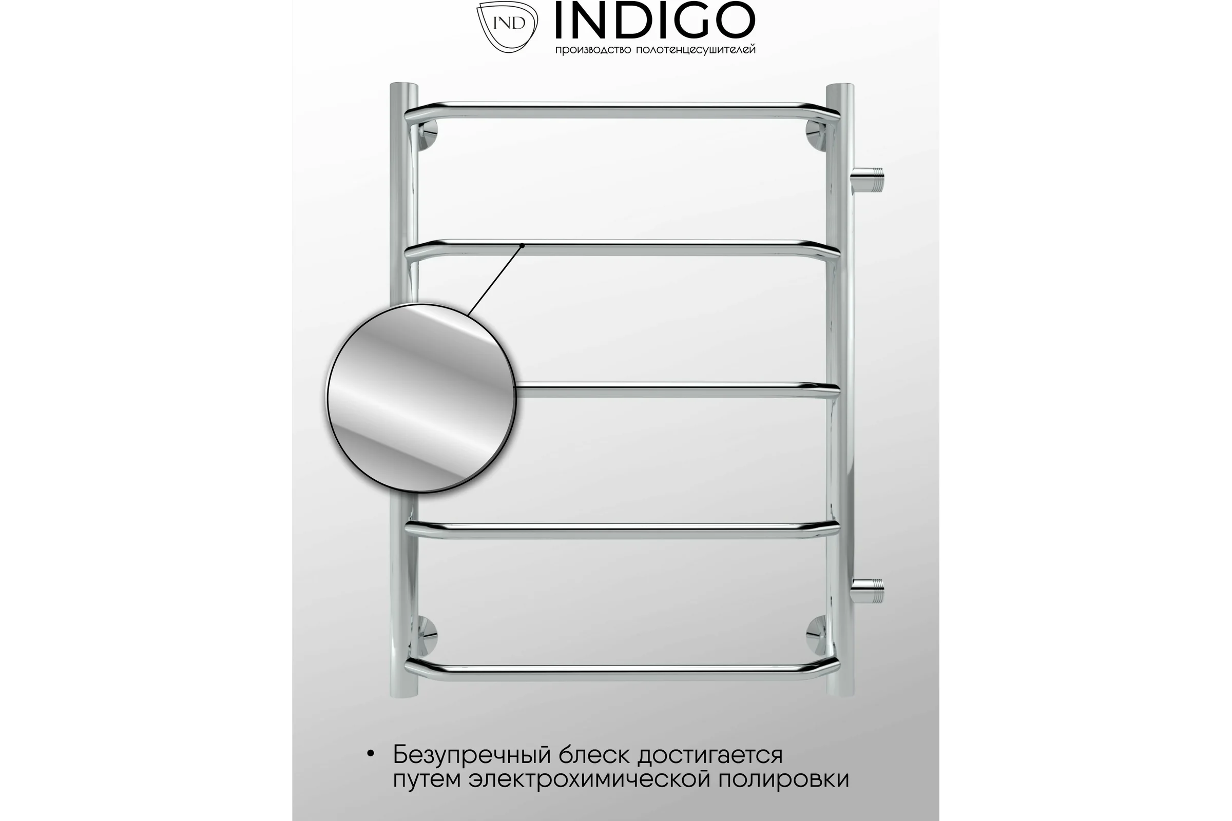 Полотенцесушитель INDIGO Roof боковое подключение, 1" - 1/2, 60/40, м/о 50 см LRSW60-40-б/п-50