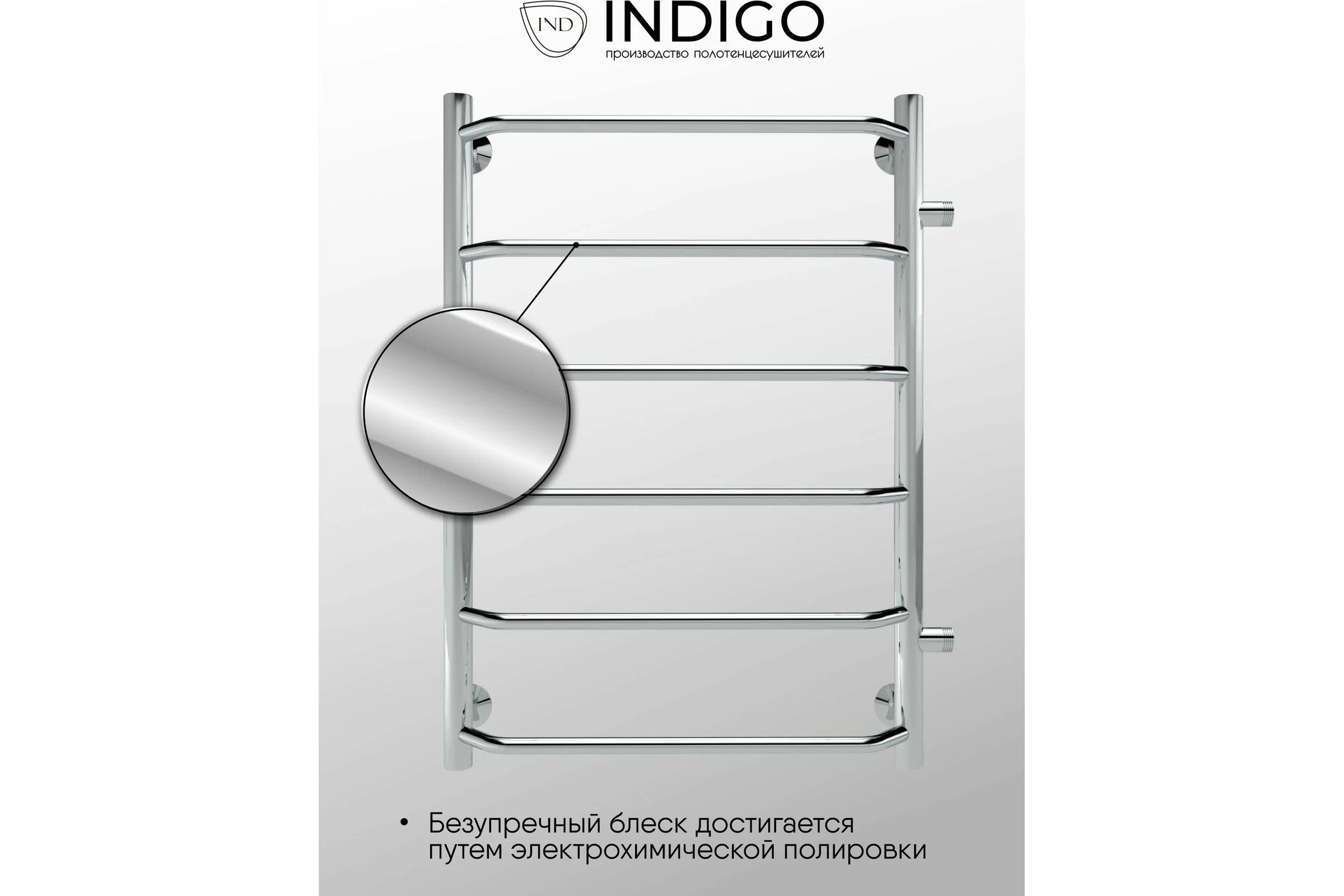 Полотенцесушитель INDIGO Roof боковое подключение, 1" - 1/2, 80/50, м/о 50 см LRSW80-50-б/п-50