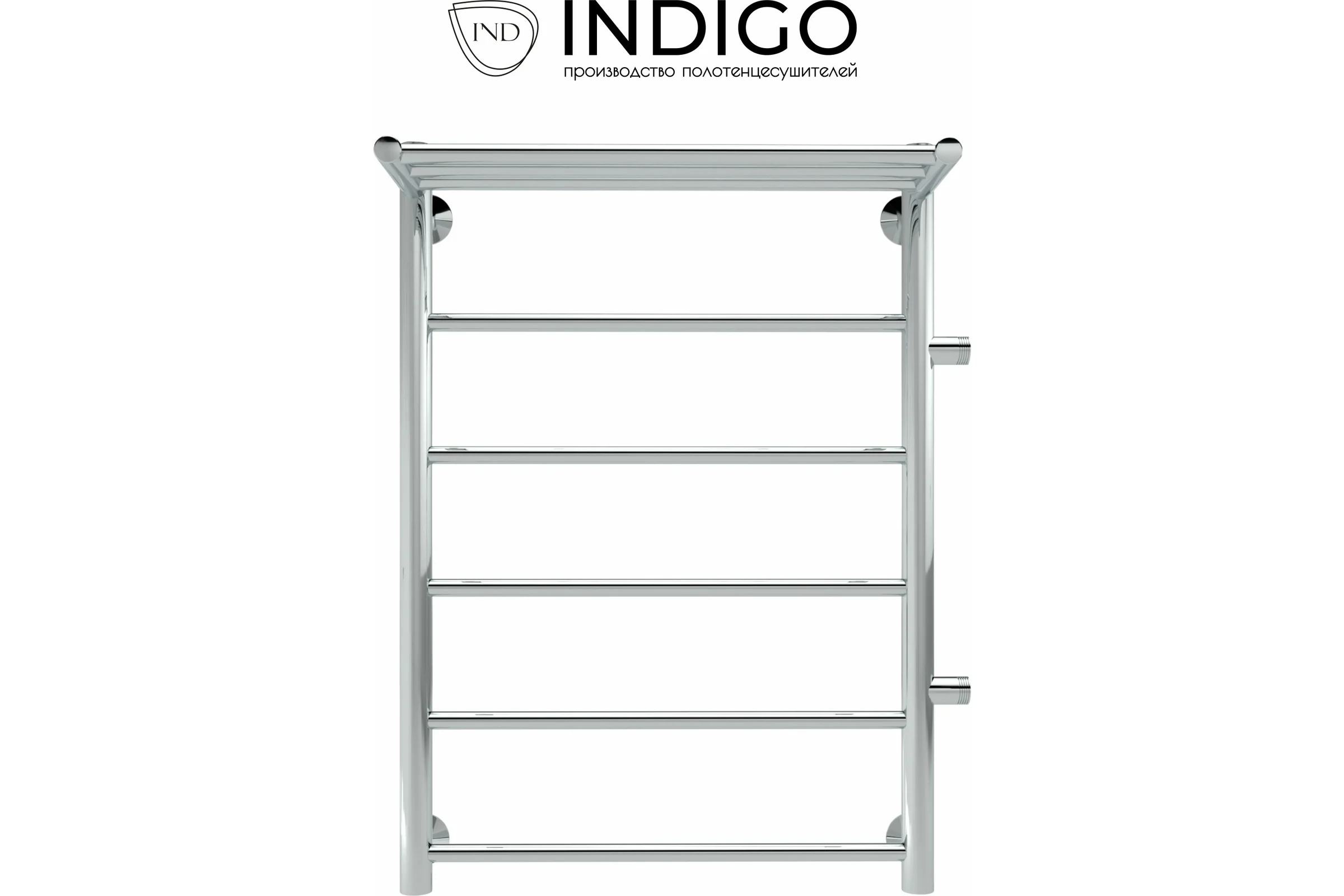 Полотенцесушитель INDIGO Line с полкой 1" - 3/4 - 1/2, 80/50, м/о 50 см, боковое подключение справа LLSHSW80-50R-б/п-50