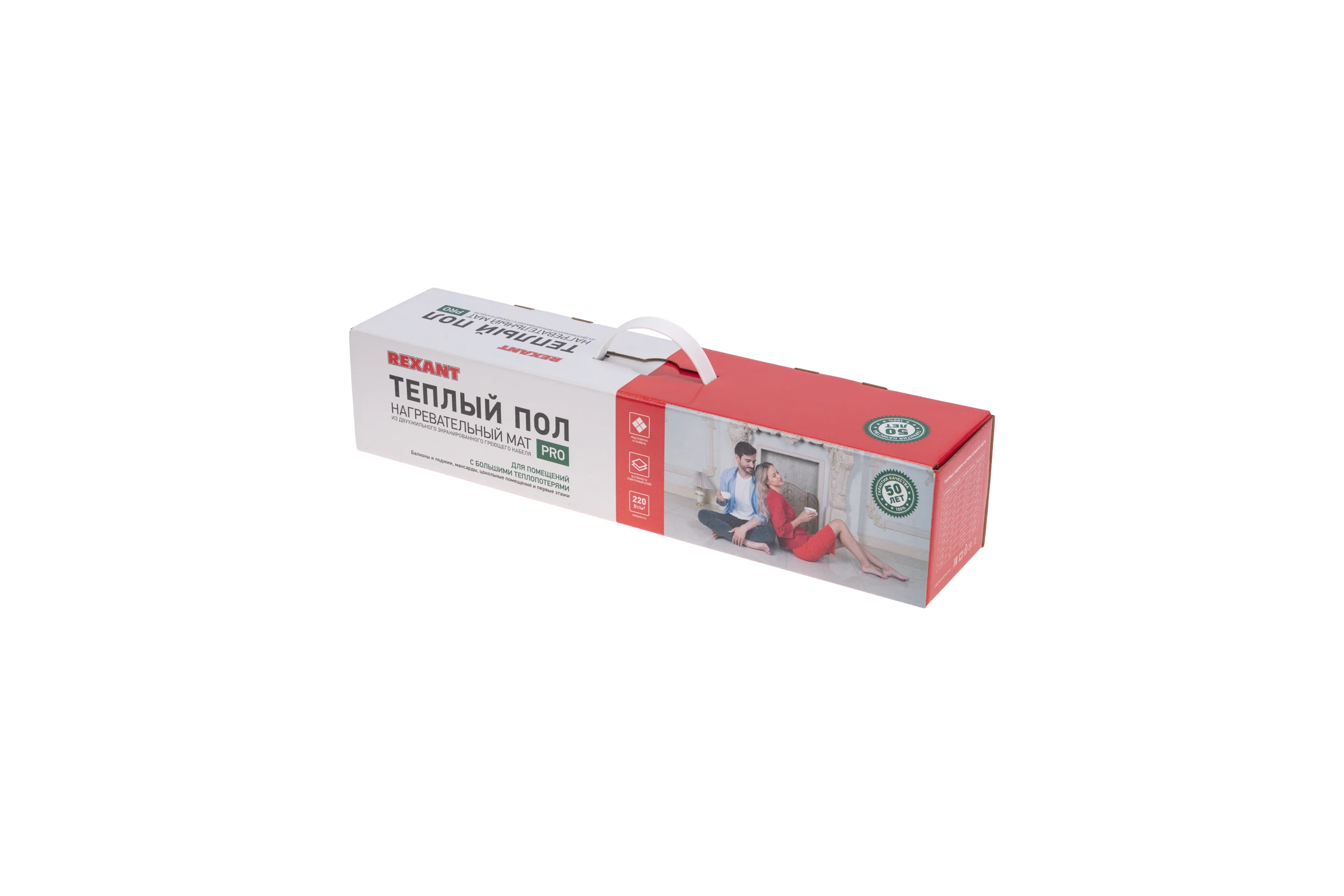 Тёплый пол REXANT PRO RNX-1-220, 1м² (0,5х2,0м), 220 Вт, двухжильный, с экраном 51-0010