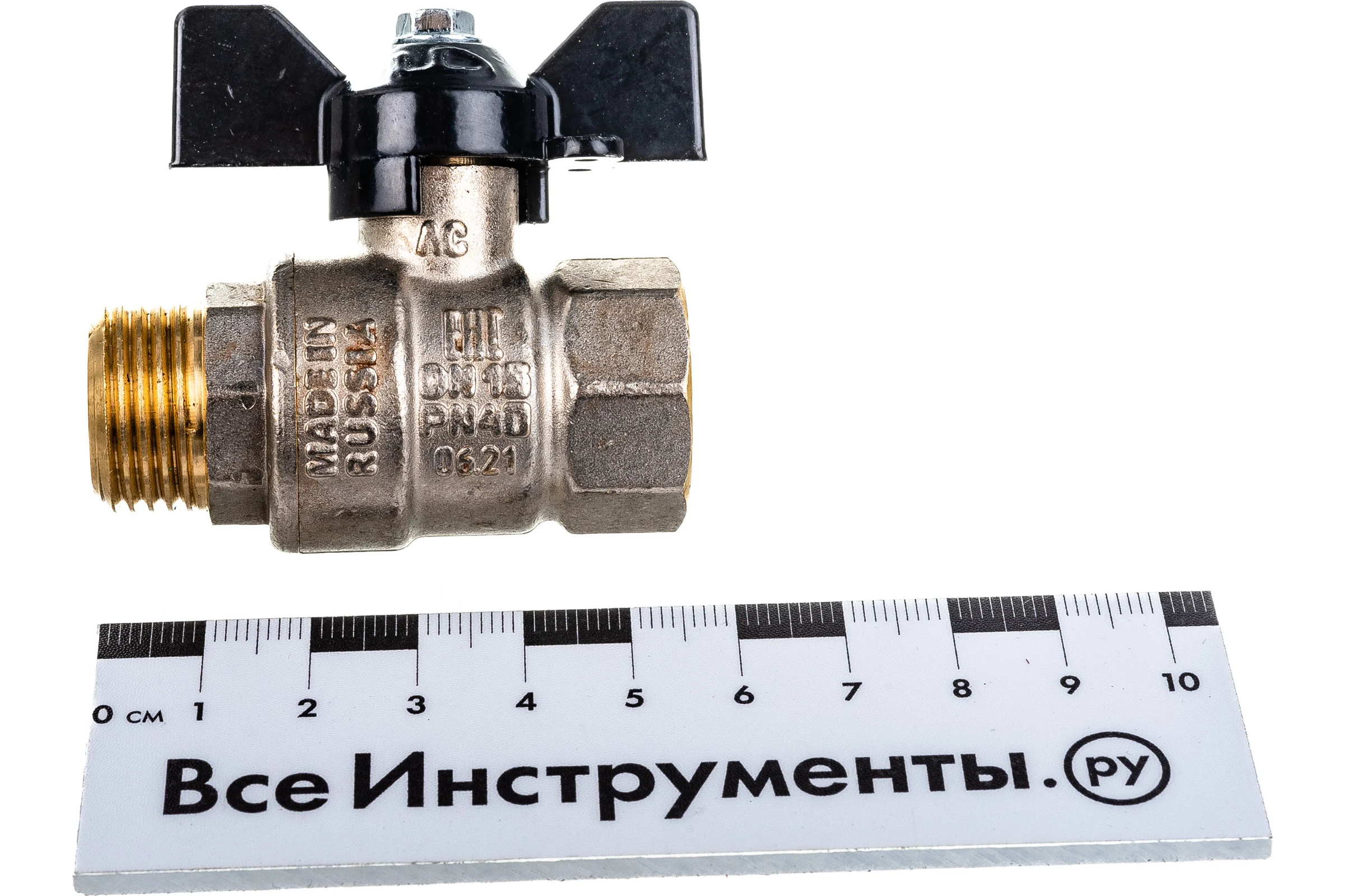 Шаровой кран LD латунь никель Pride Ду 15 Ру40 ВР/НР полнопроходной 007-9922