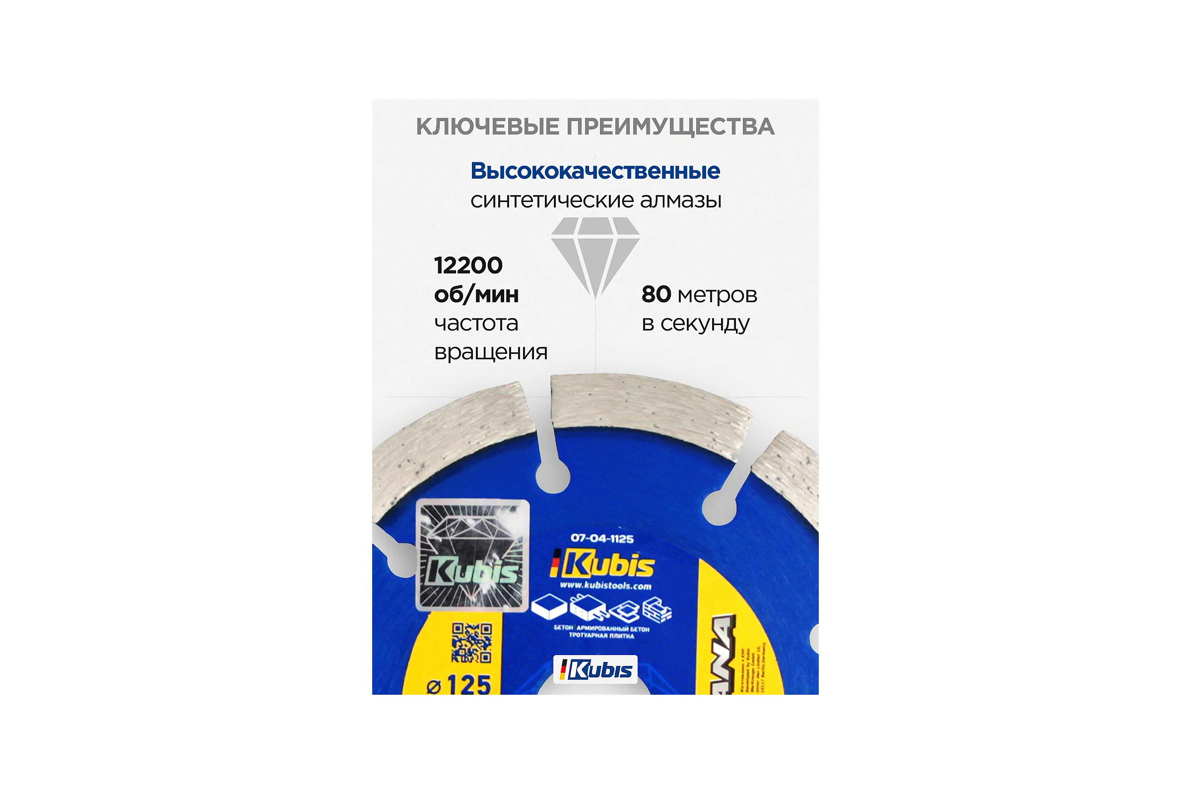Диск алмазный отрезной BETON 125х22.2 мм, 2.0х10 мм KATANA KUBIS 07-04-1125