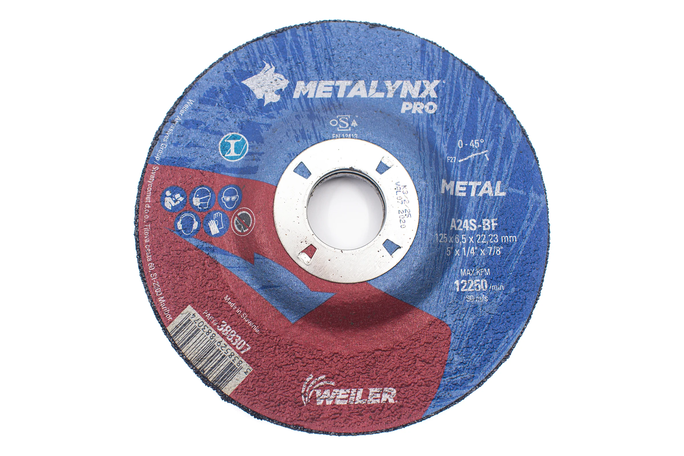 Круг шлифовальный (125x6.5x22.23 мм; F27 A24S-BF) Metalynx 388307