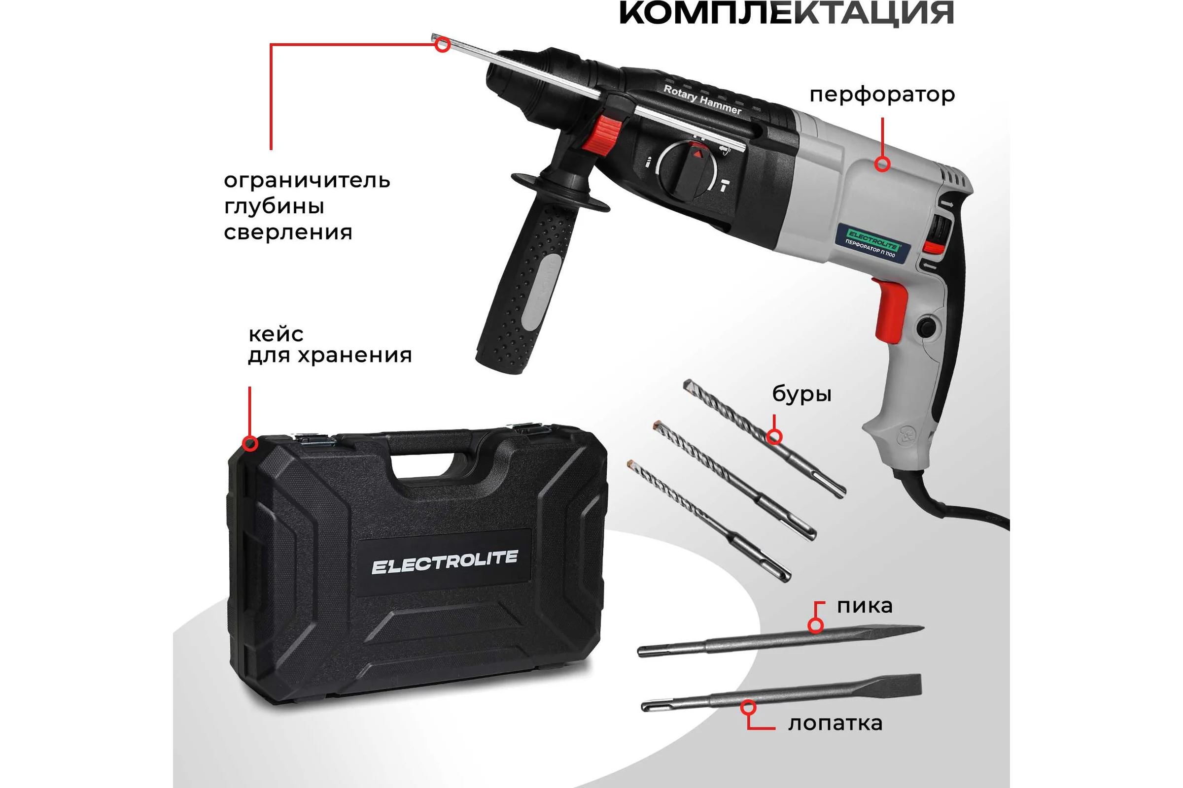 Перфоратор ударный электрический Electrolite П 1100 6638