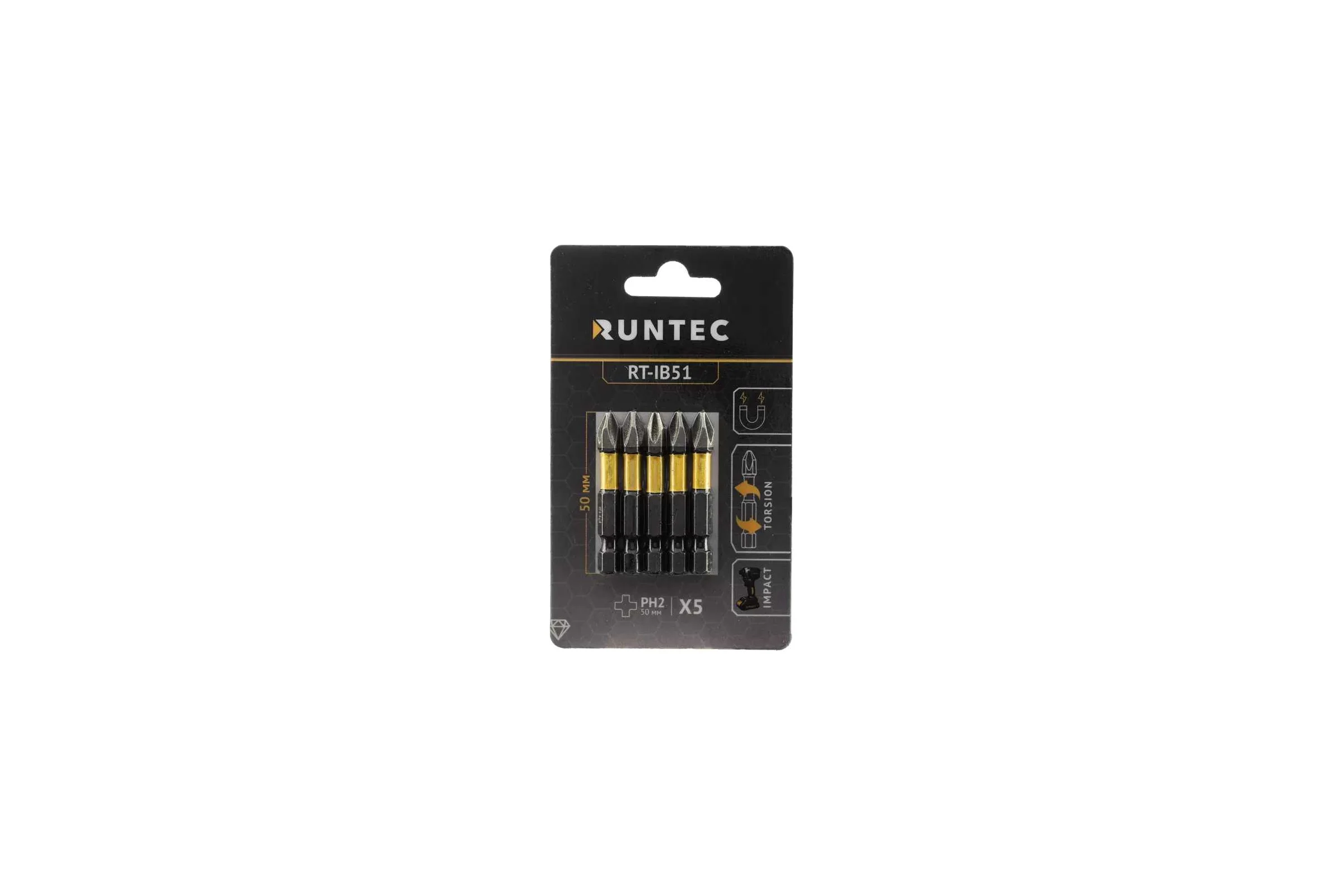 Бита ударная Diamond Coating H6.35 50 мм, PH2, 5 шт Runtec RT-IB51