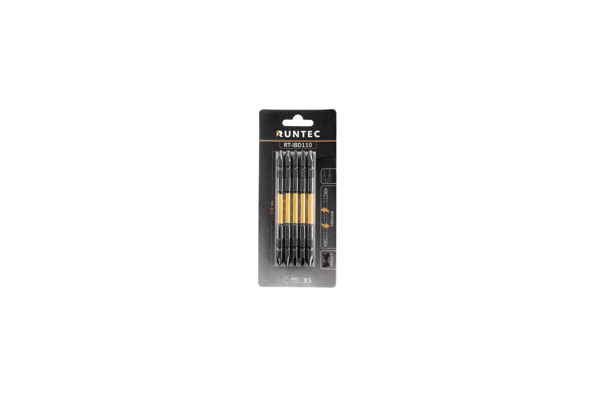 Бита ударная двусторонняя H6.35 110 мм, PH2/PH2, 5  шт Runtec RT-IBD110