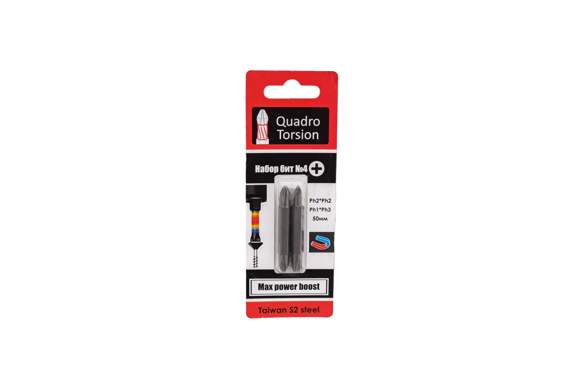 Набор двухсторонних бит №4 (2 шт; 50 мм; Ph2xPh2; Ph1xPh3) Quadro Torsion 490004