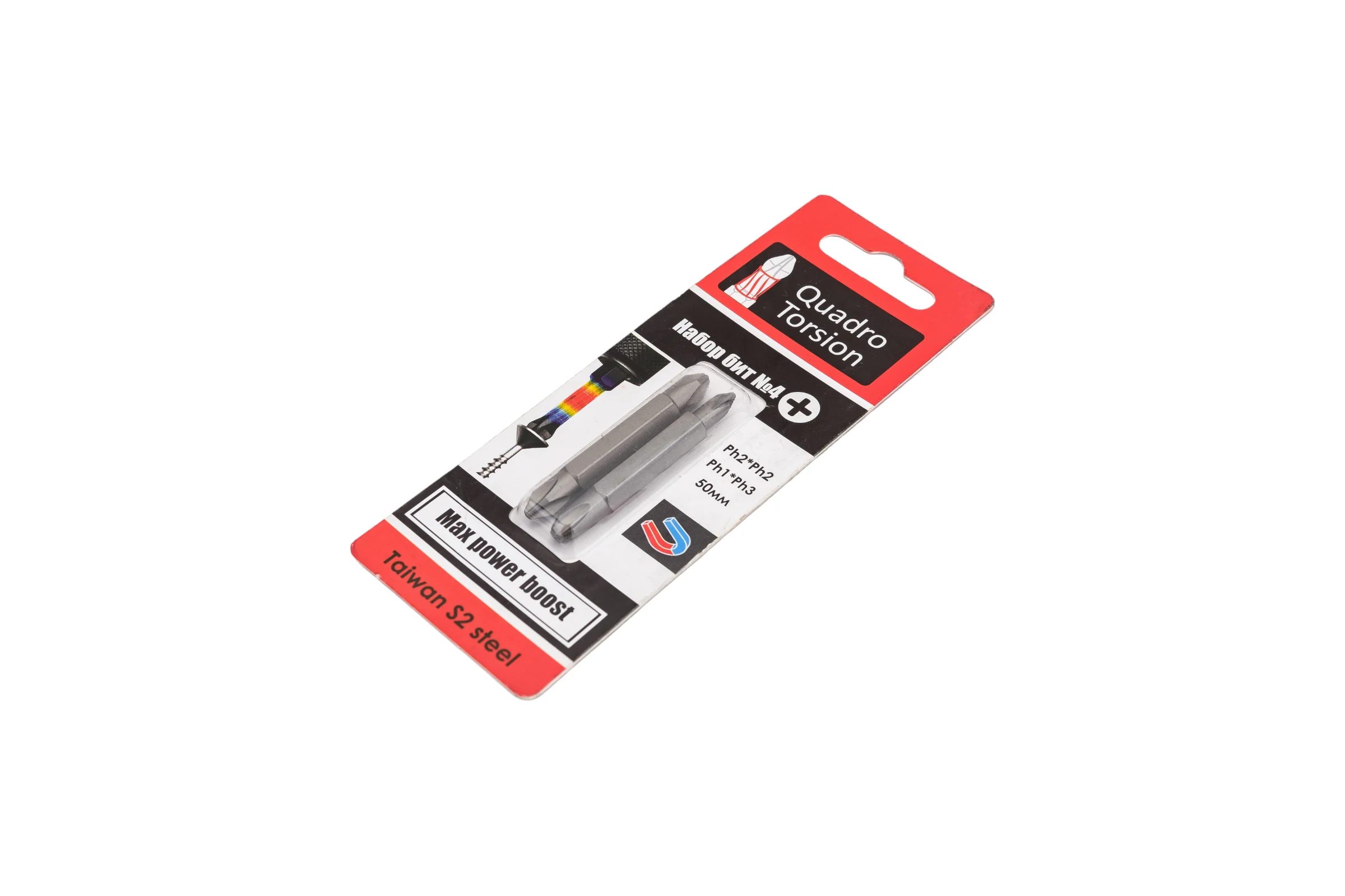 Набор двухсторонних бит №4 (2 шт; 50 мм; Ph2xPh2; Ph1xPh3) Quadro Torsion 490004
