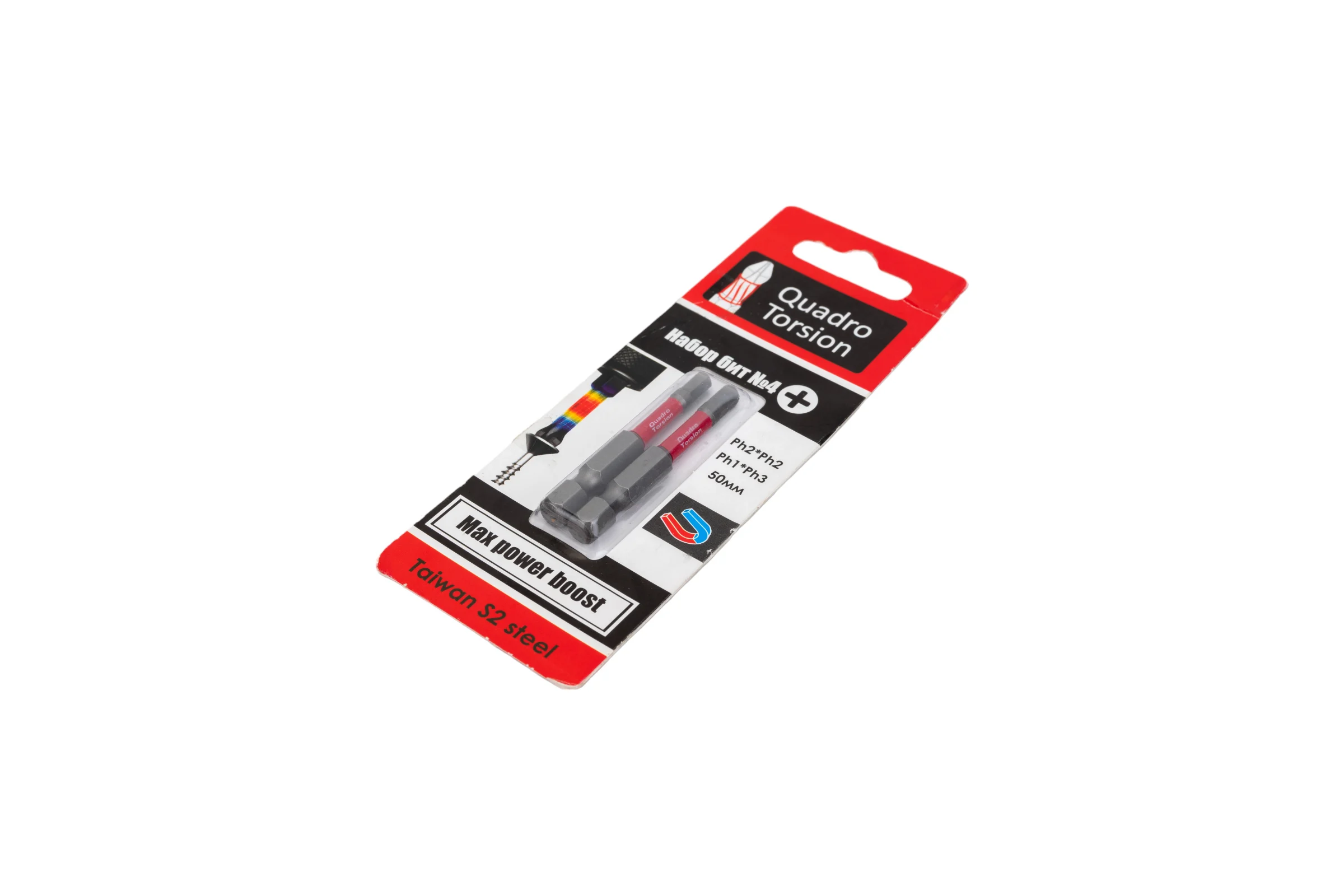 Набор двухсторонних бит №4 (2 шт; 50 мм; Ph2xPh2; Ph1xPh3) Quadro Torsion 490004