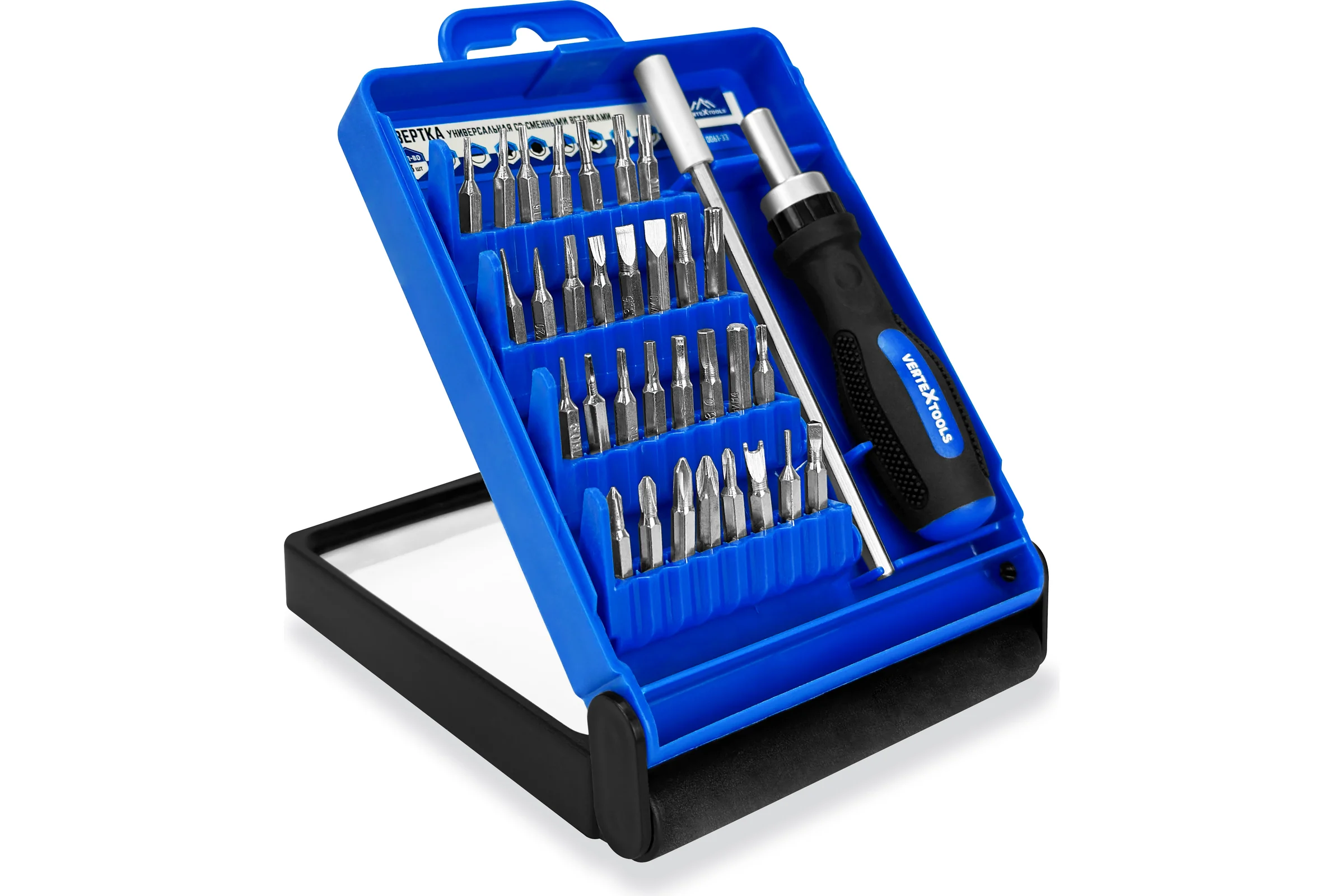 Отвертка универсальная со сменными вставками vertextools 33шт 0061-33
