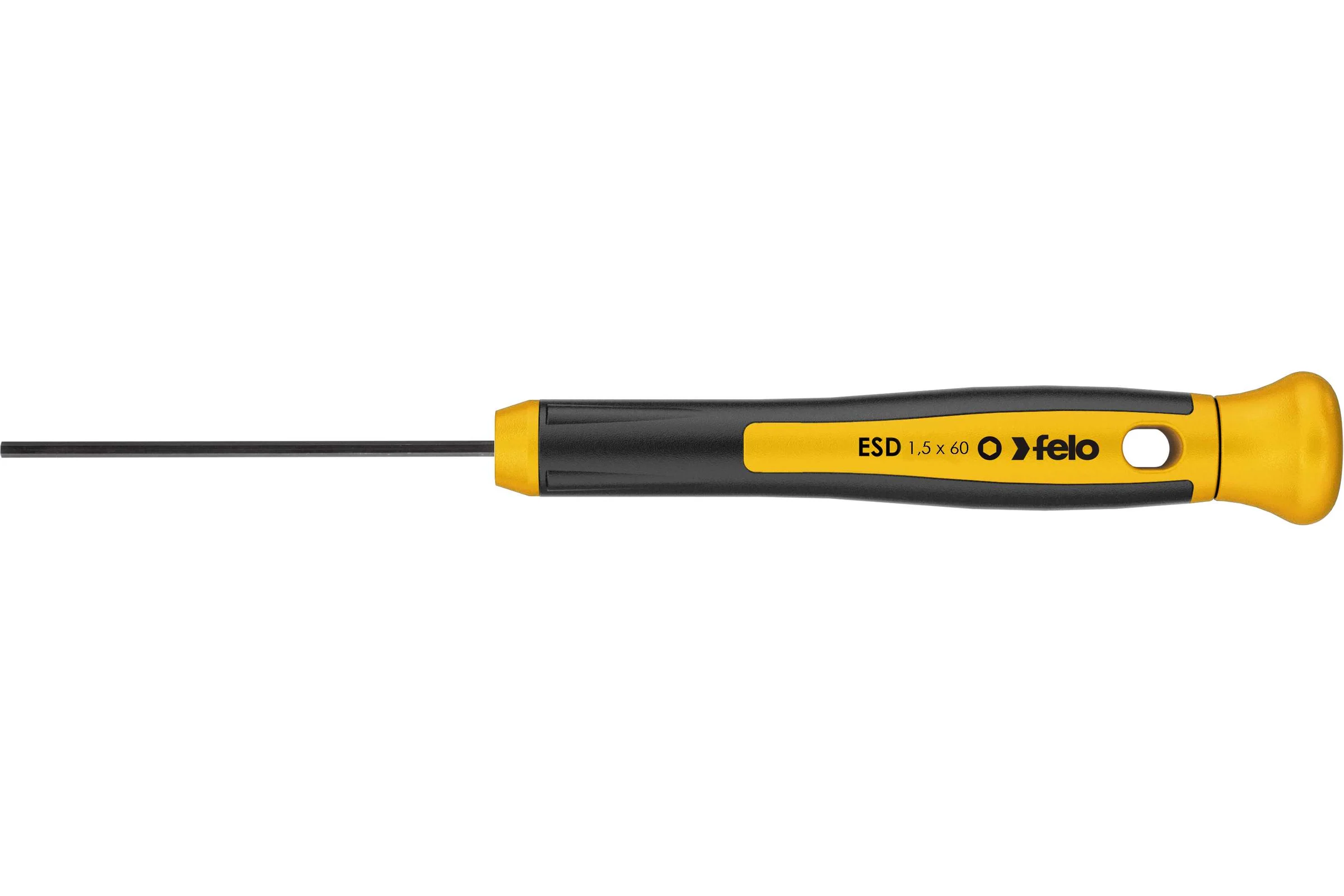 Отвертка для точных работ Felo ESD Safe с защитой от статического напряжения, HEX 1.5x60 мм 25615160