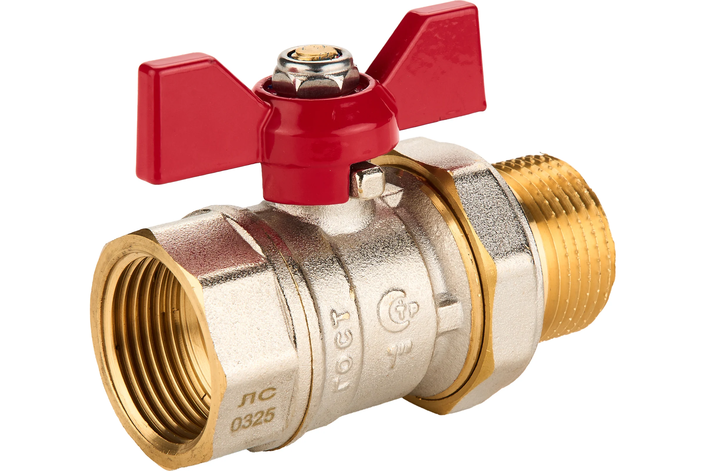 Шаровый кран SANEXT ГОСТ, PN40, Ду 25, НР-ВР 1" со сгоном (Американка) бабочка 8773