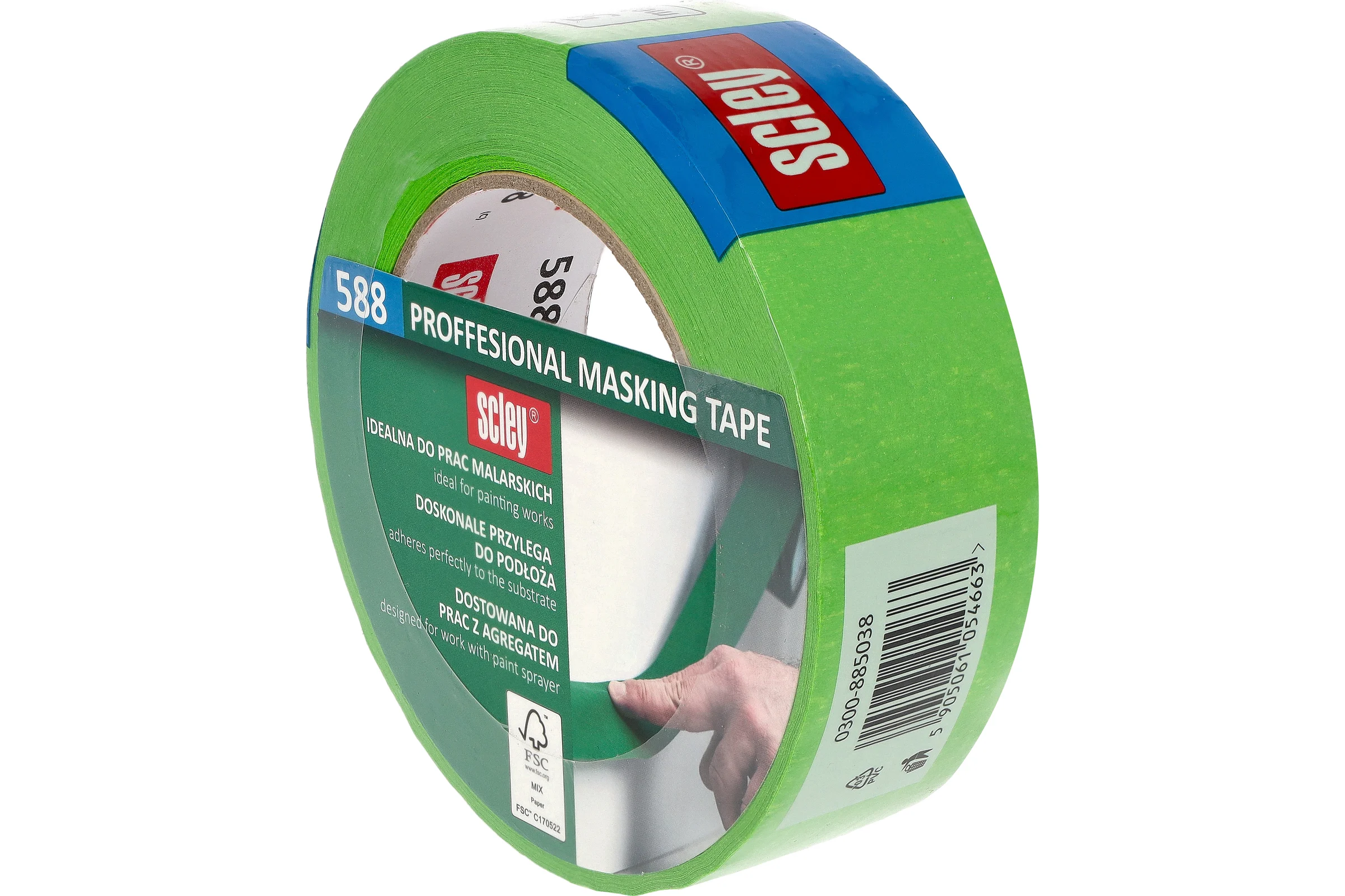 Малярная лента SCLEY 588 серия, зелёная, 38 мм х 50 метров 0300-885038