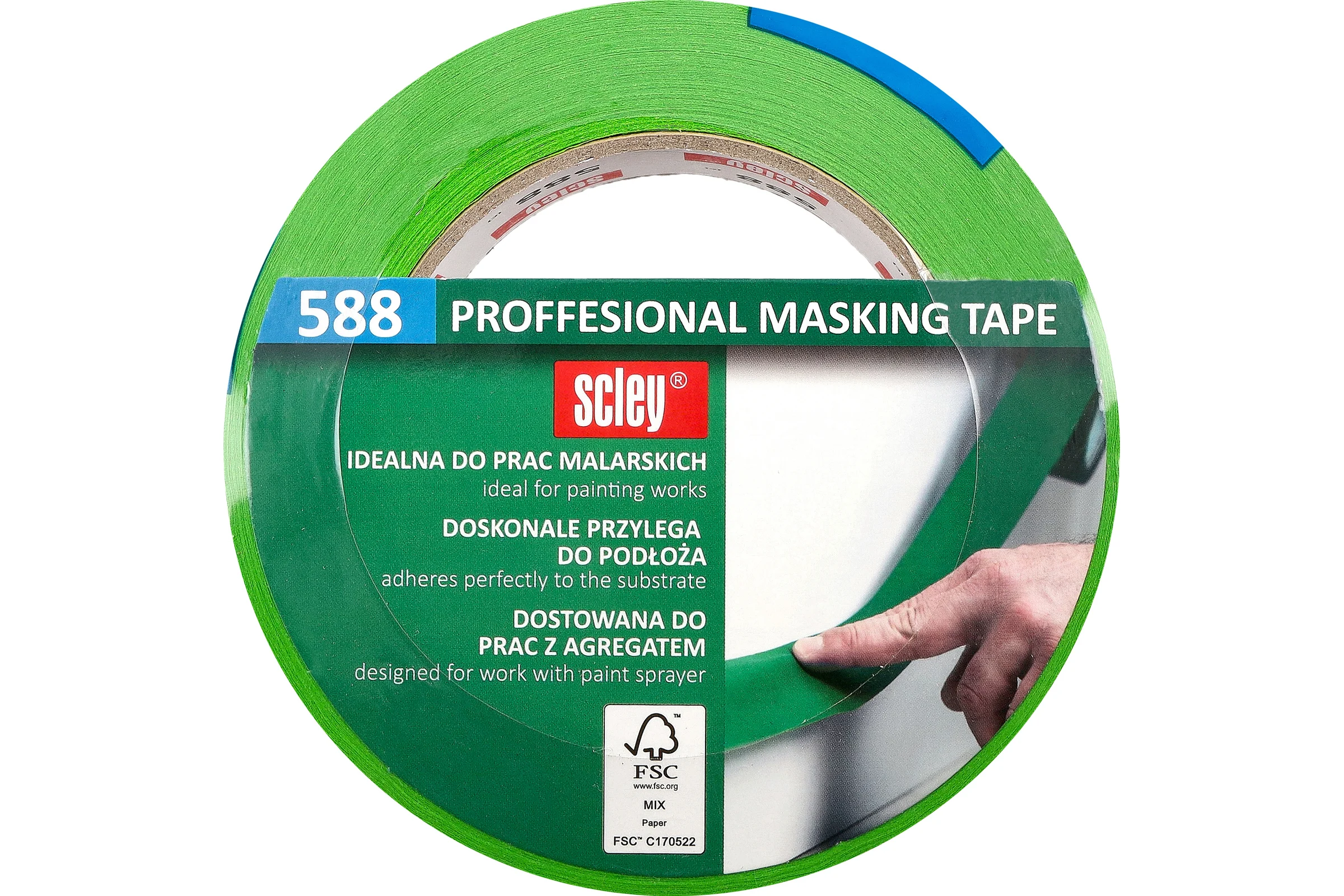 Малярная лента SCLEY 588 серия, зелёная, 38 мм х 50 метров 0300-885038